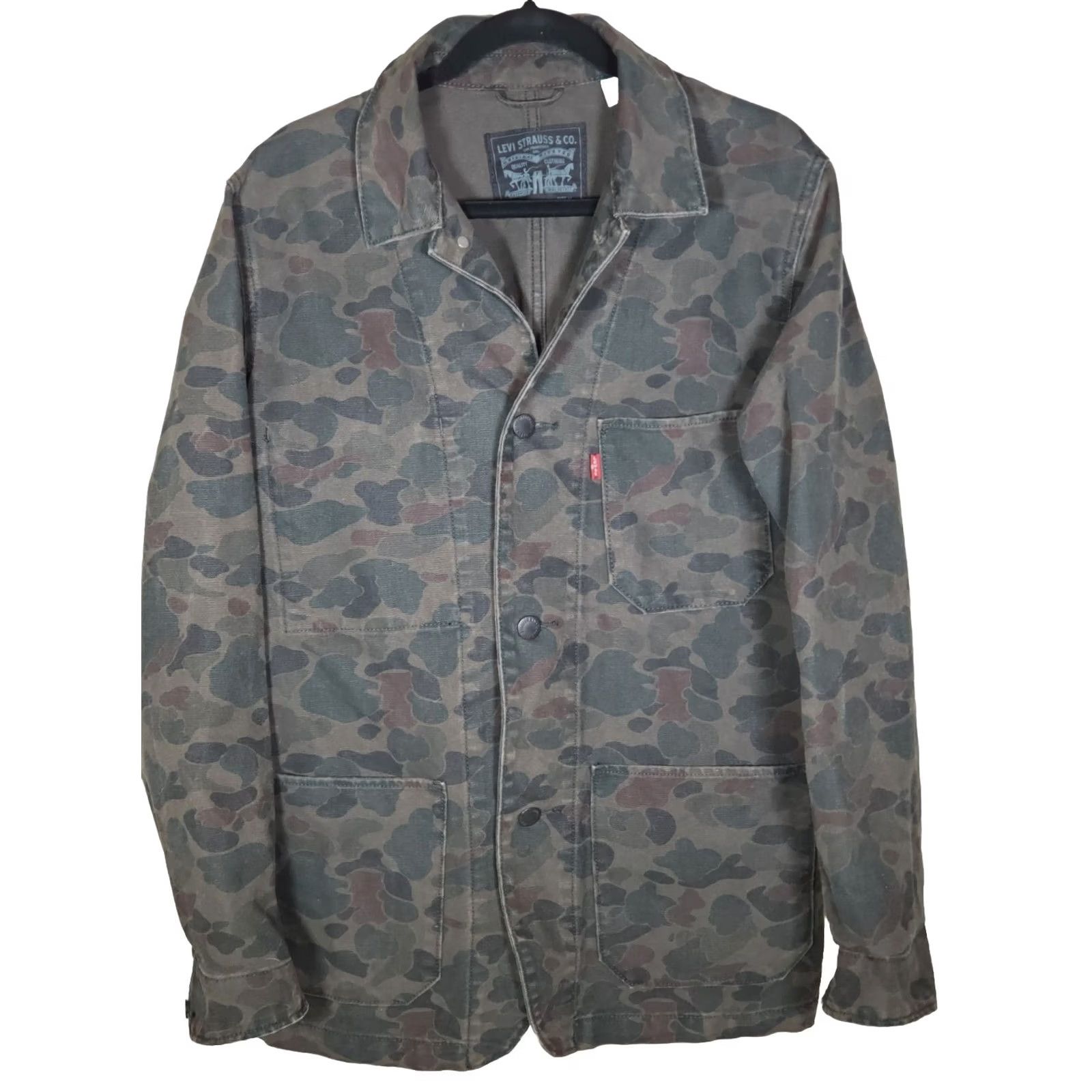 Levi's VINTAGE Levi's Khaki Olive Camo Military Jean Lightweight Jacket Men's M Jacket Size US 31 - 2 Thumbnail