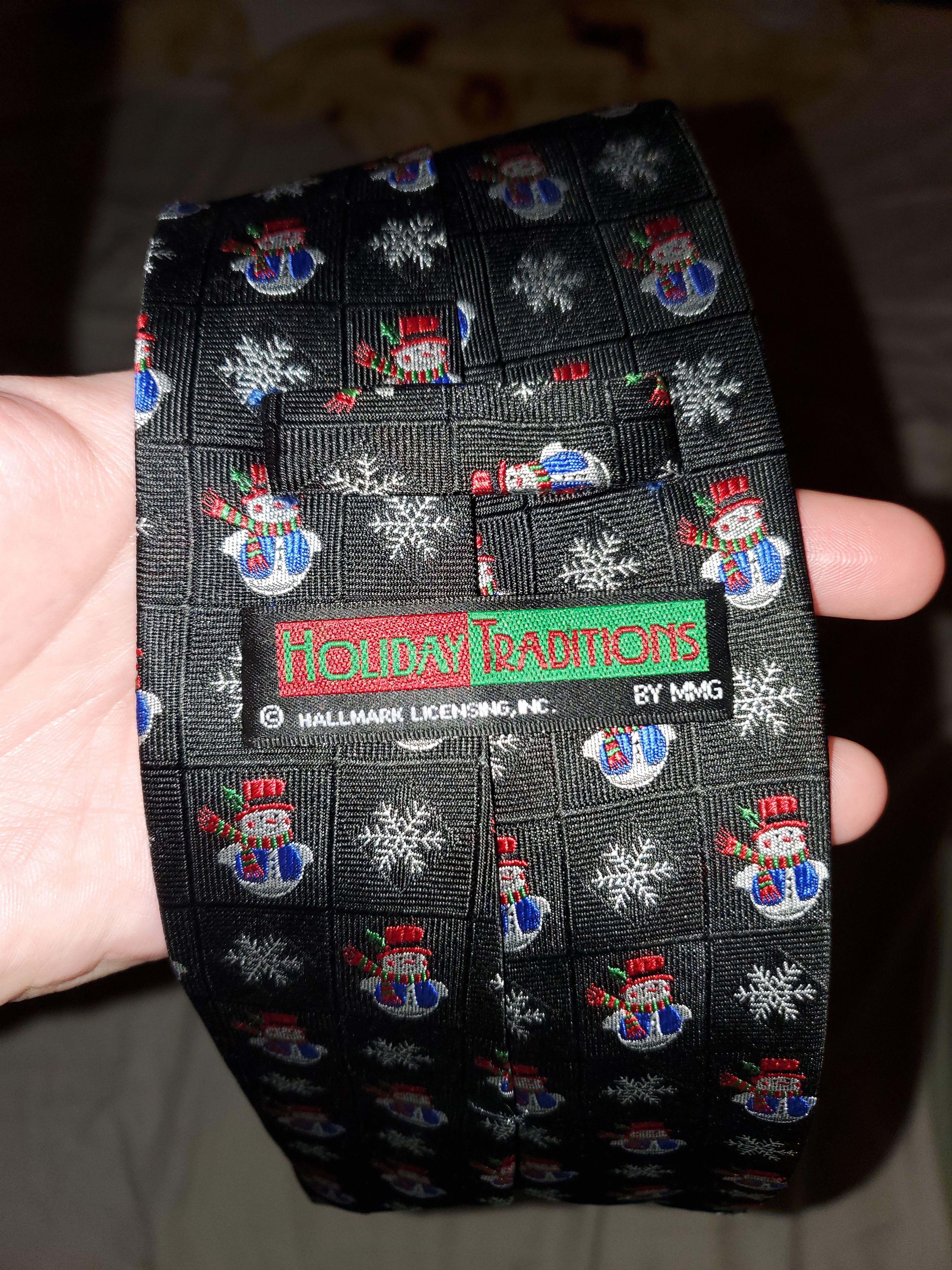 Vintage Vintage 100% black silk christmas embroidered design tie Size ONE SIZE - 3 Thumbnail