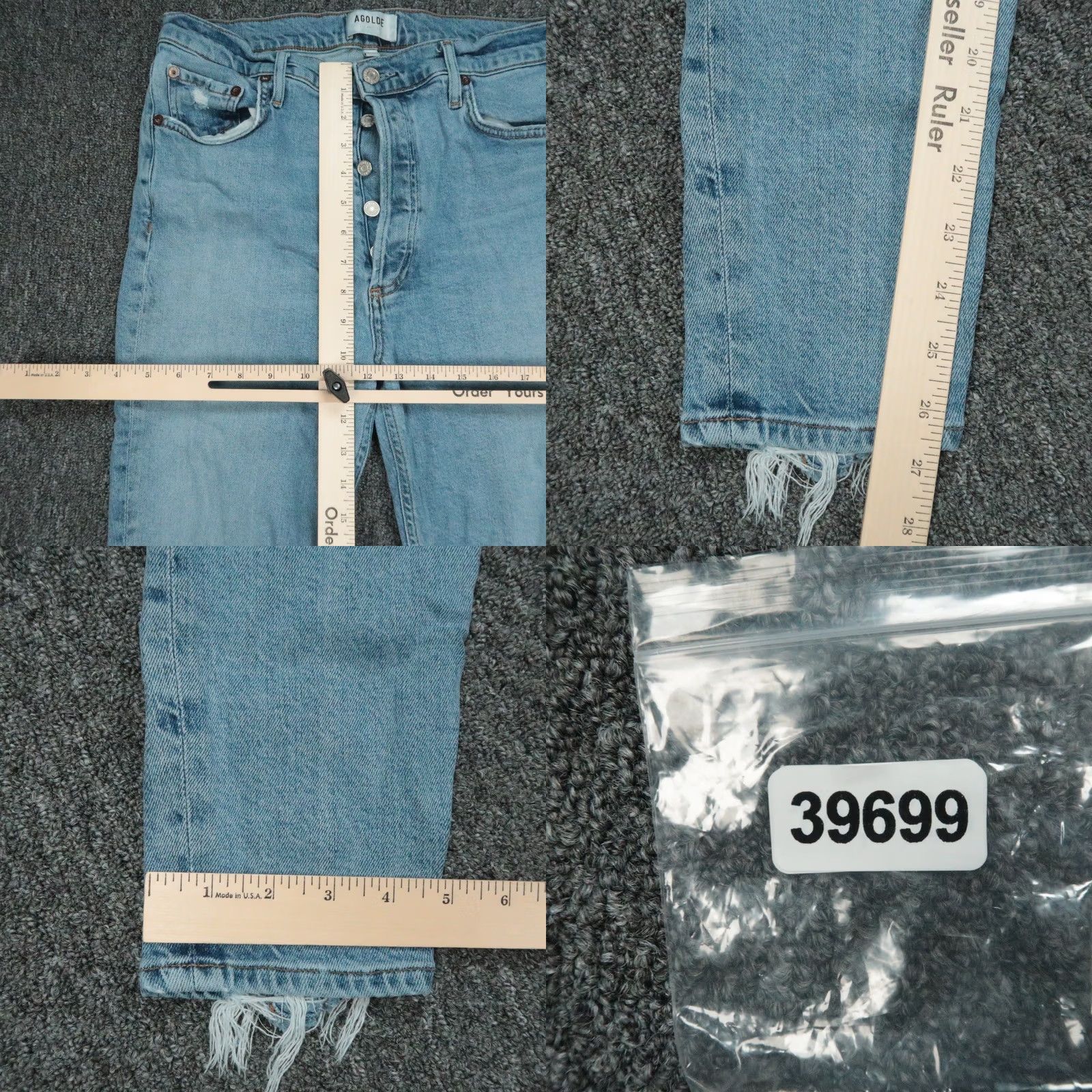 Agolde VINTAGE? No — AGOLDE Jeans Womens Slim 30x27 Blue 30 Button Fly Distressed 5-Pocket Denim Straight Jeans Women Size 30" / US 8 / IT 44 - 9 Thumbnail
