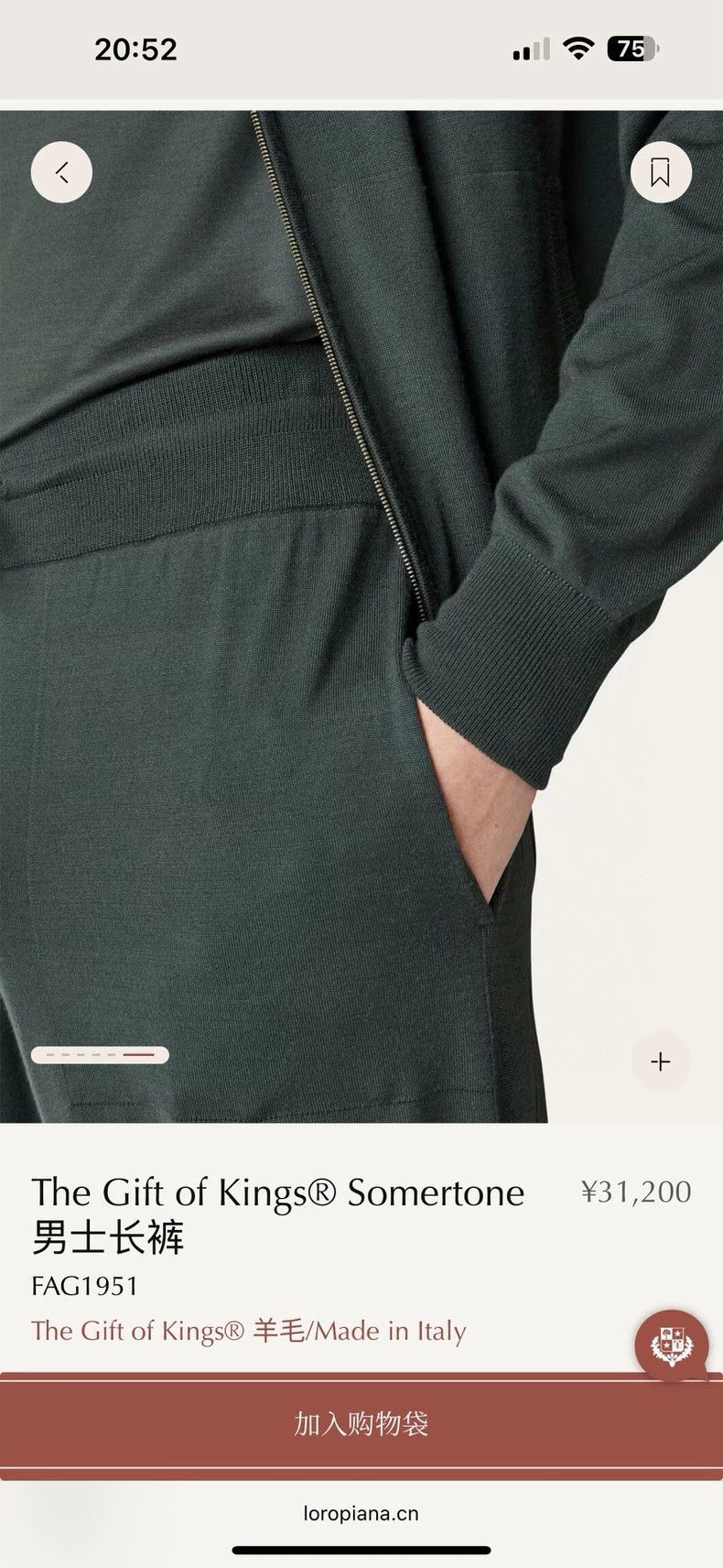 Loro Piana LORO PIANA Ceiling fabric GOK12 micron knitted sportswear Size US 36 / EU 52 - 8 Thumbnail