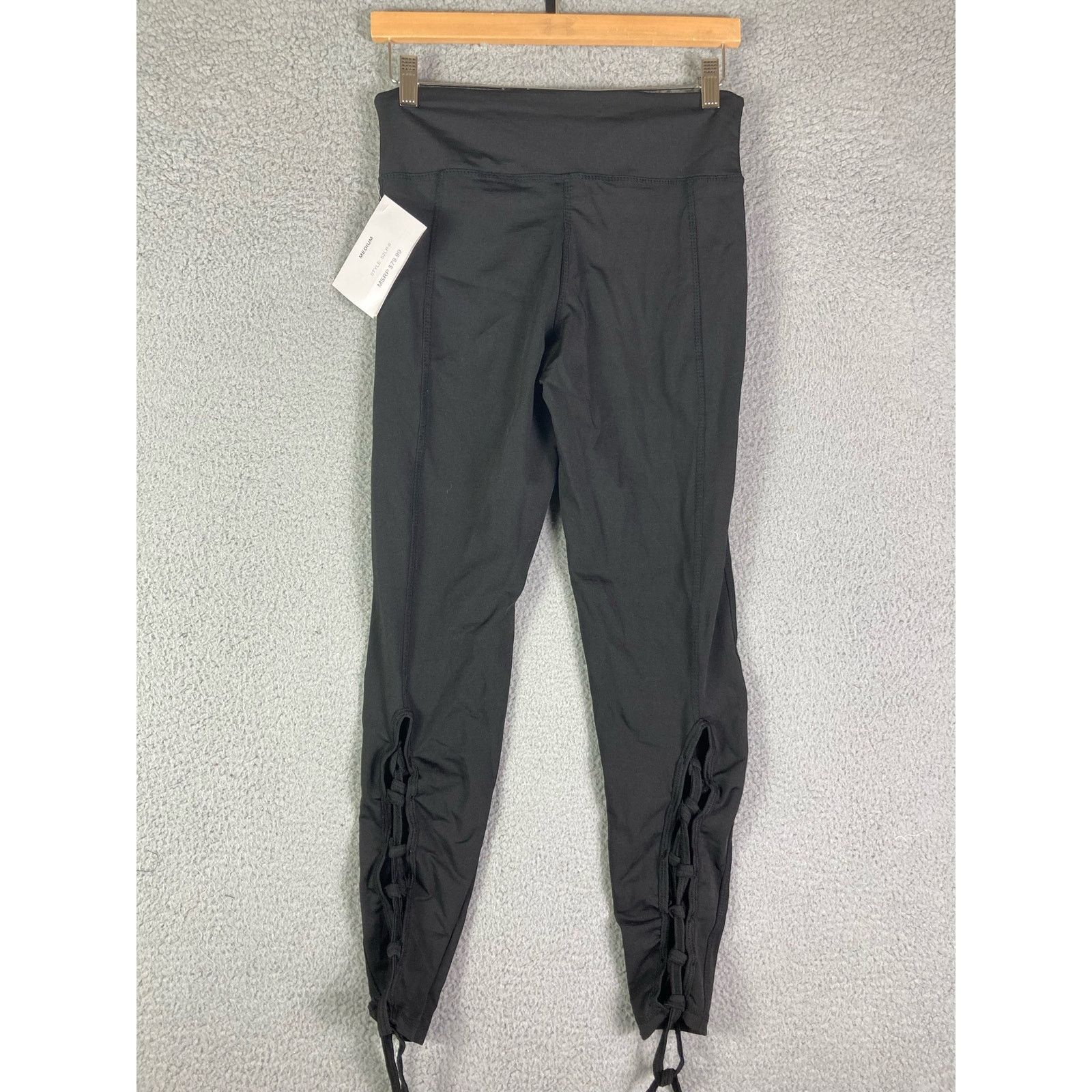 Other Leggings Pants Women Yoga Solid Medium Black New Athletic Size 32" / US 10 / IT 46 - 2 Thumbnail