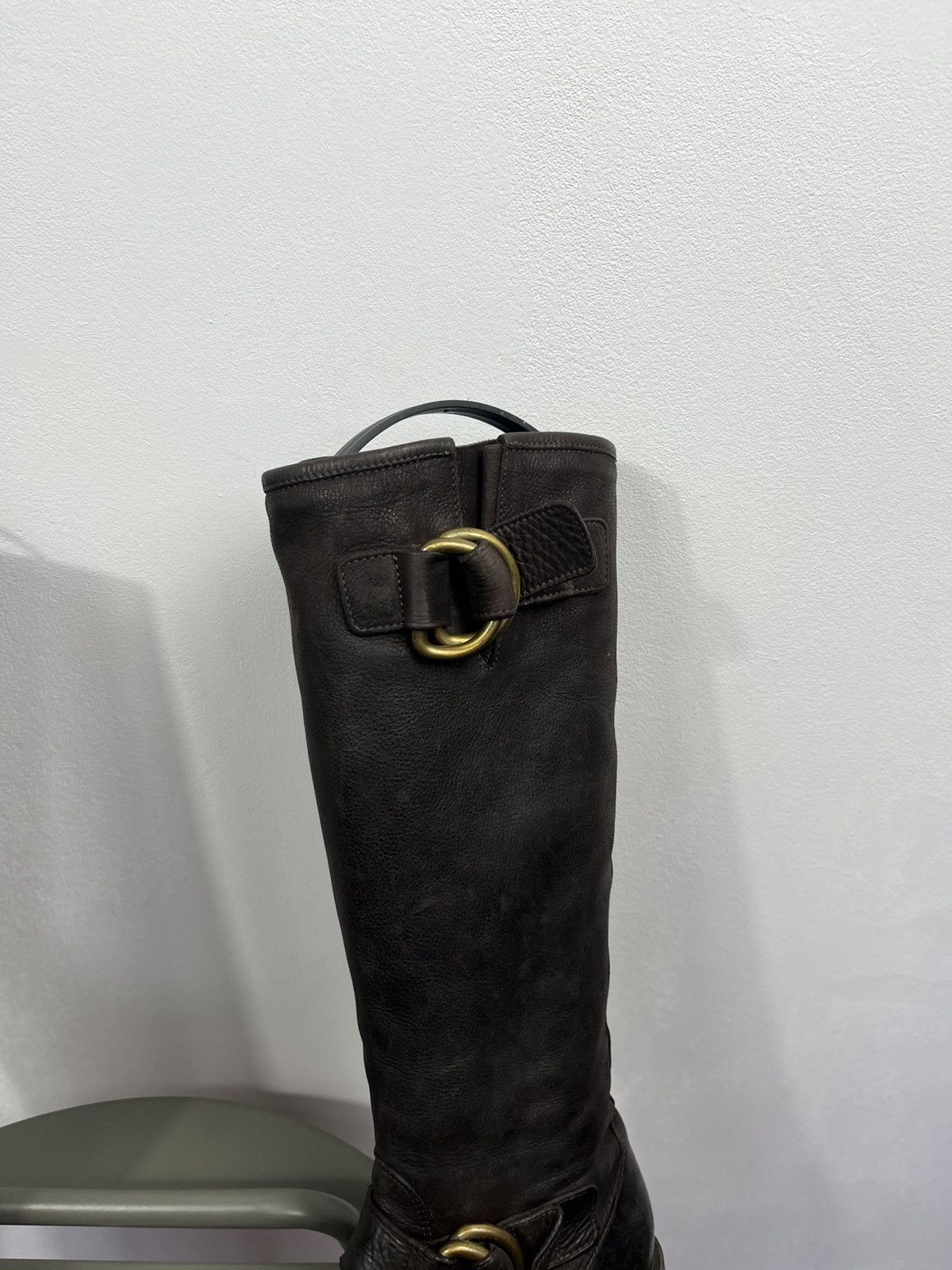 Other Women’s Brown Leather Knee High Boots Ring Strap Riding 37 Size US 6 / IT 36 - 3 Thumbnail