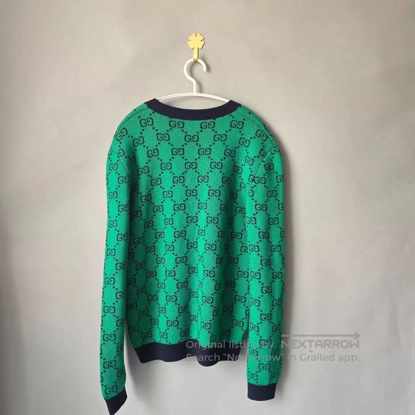 Gucci Green V-Neck Patterned Sweater. Size US S / EU 44-46 / 1 - 2 Thumbnail