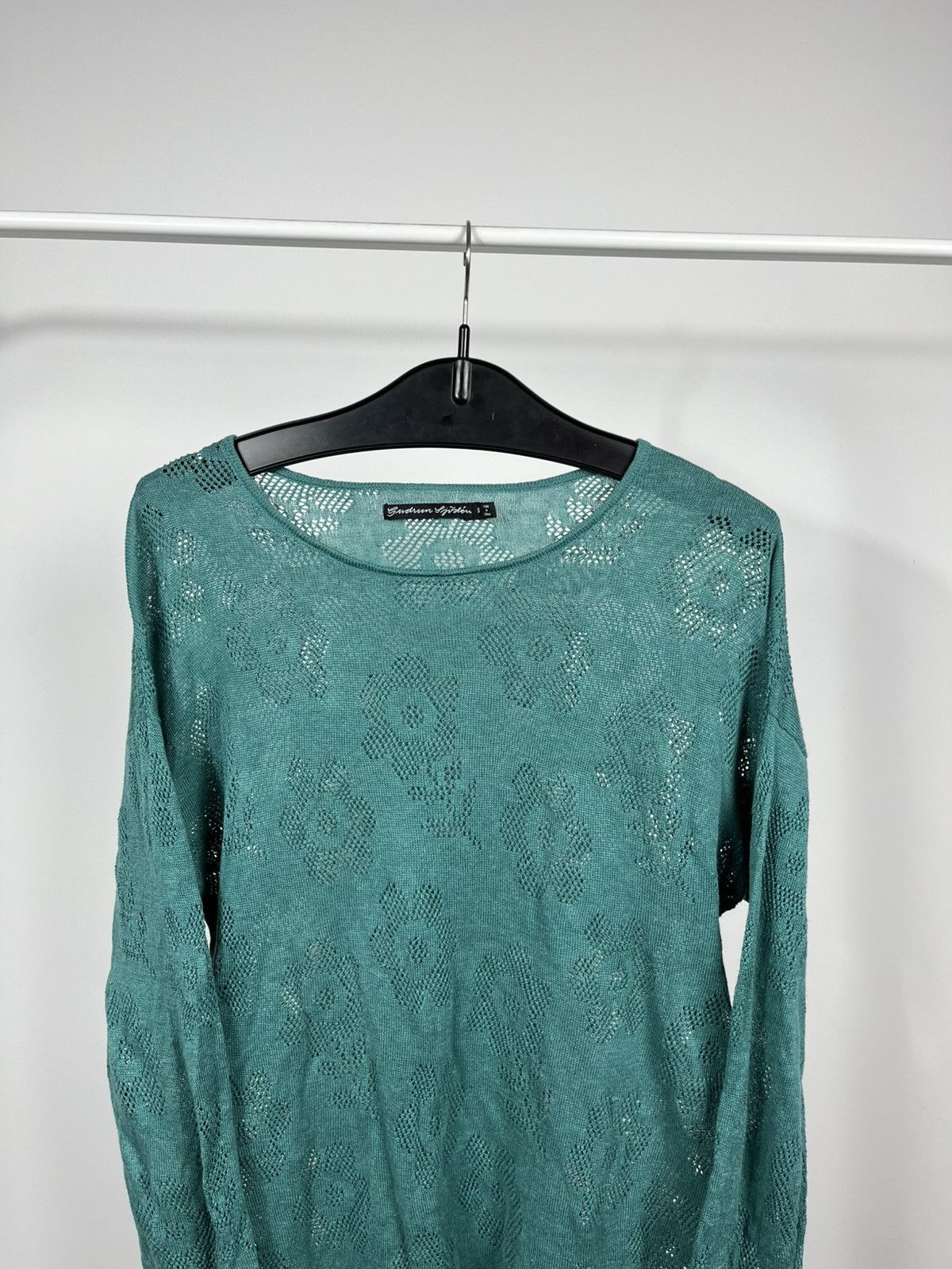 Gudrun Sjoden Gudrun Sjoden Green Knit Lace Long Sleeve Top Size S Size S / US 4 / IT 40 - 2 Thumbnail