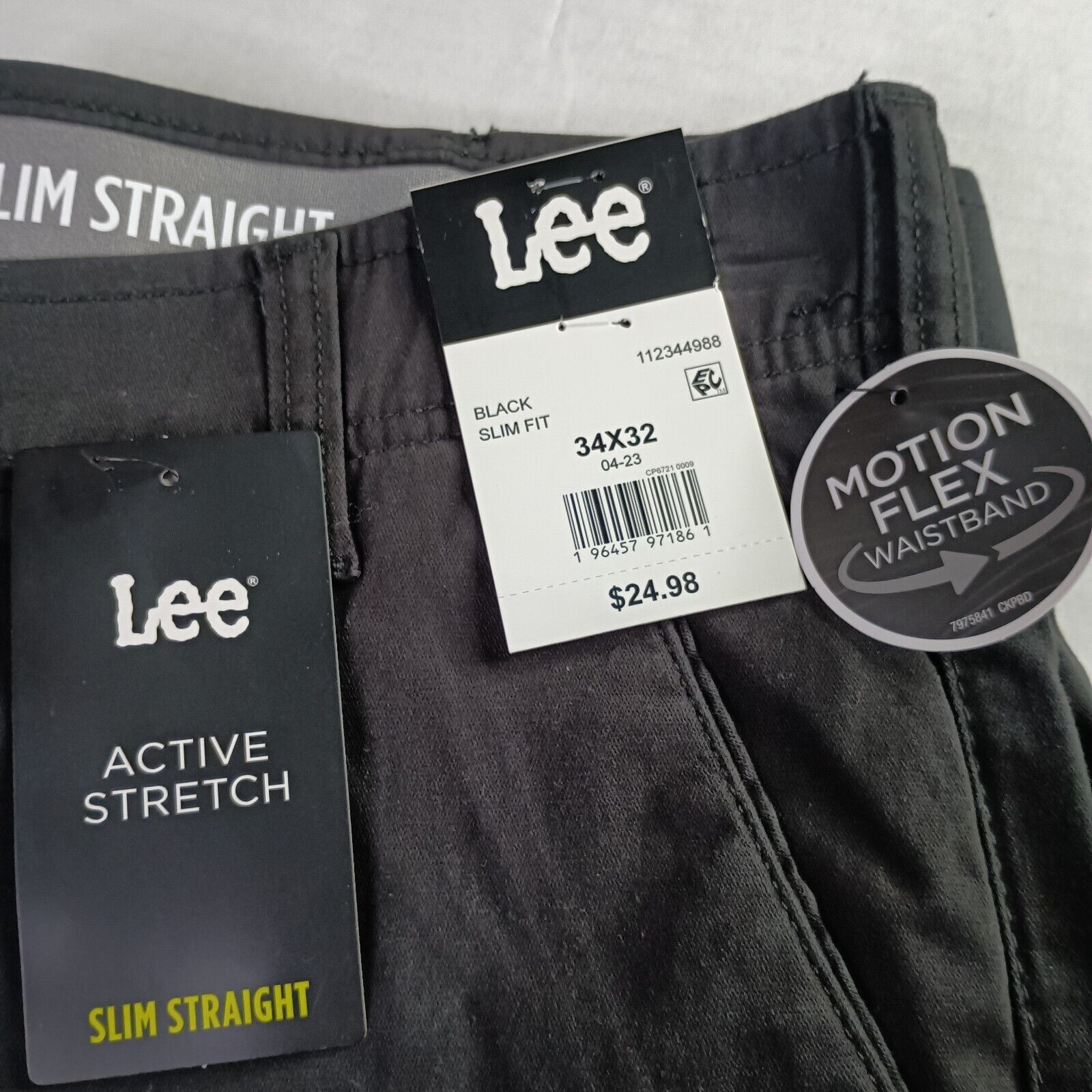 Lee Lee Flat Front Chino Motion Pants Men's 34x32 Black Slim Fit Size US 34 / EU 50 - 2 Thumbnail