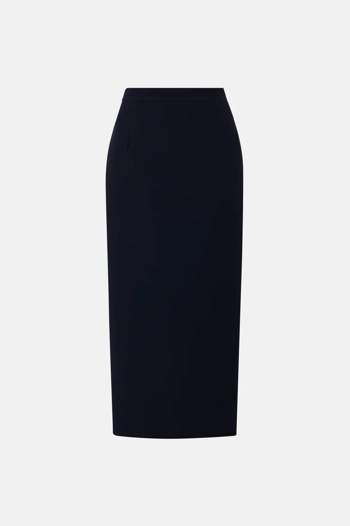 Alessandra Rich o1s22i1n0225 Virgin Wool Midi Skirt in Navy Blue Size 28" / US 6 / IT 42 - 1 Thumbnail