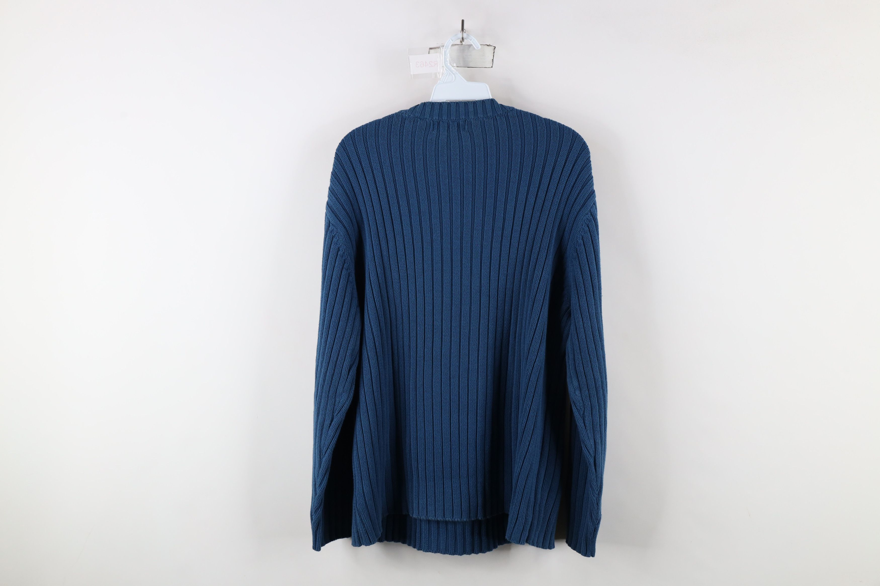 Vintage Vintage 90s Streetwear Cotton Ribbed Knit Sweater Blue Size US M / EU 48-50 / 2 - 7 Thumbnail