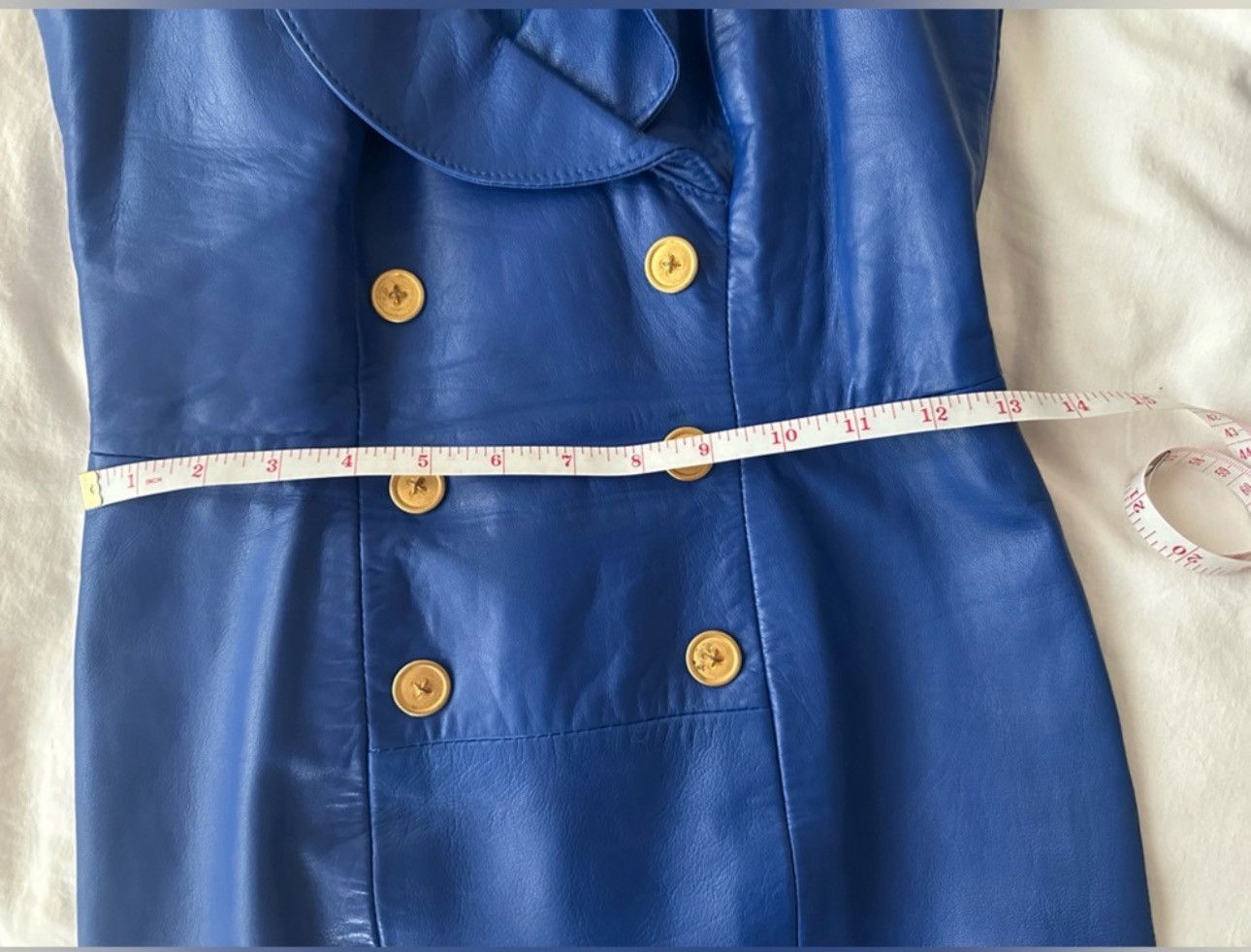 Michael Hoban Michael Hoban Women Blue Leather Dress Suit Size S Small Size S / US 4 / IT 40 - 8 Thumbnail