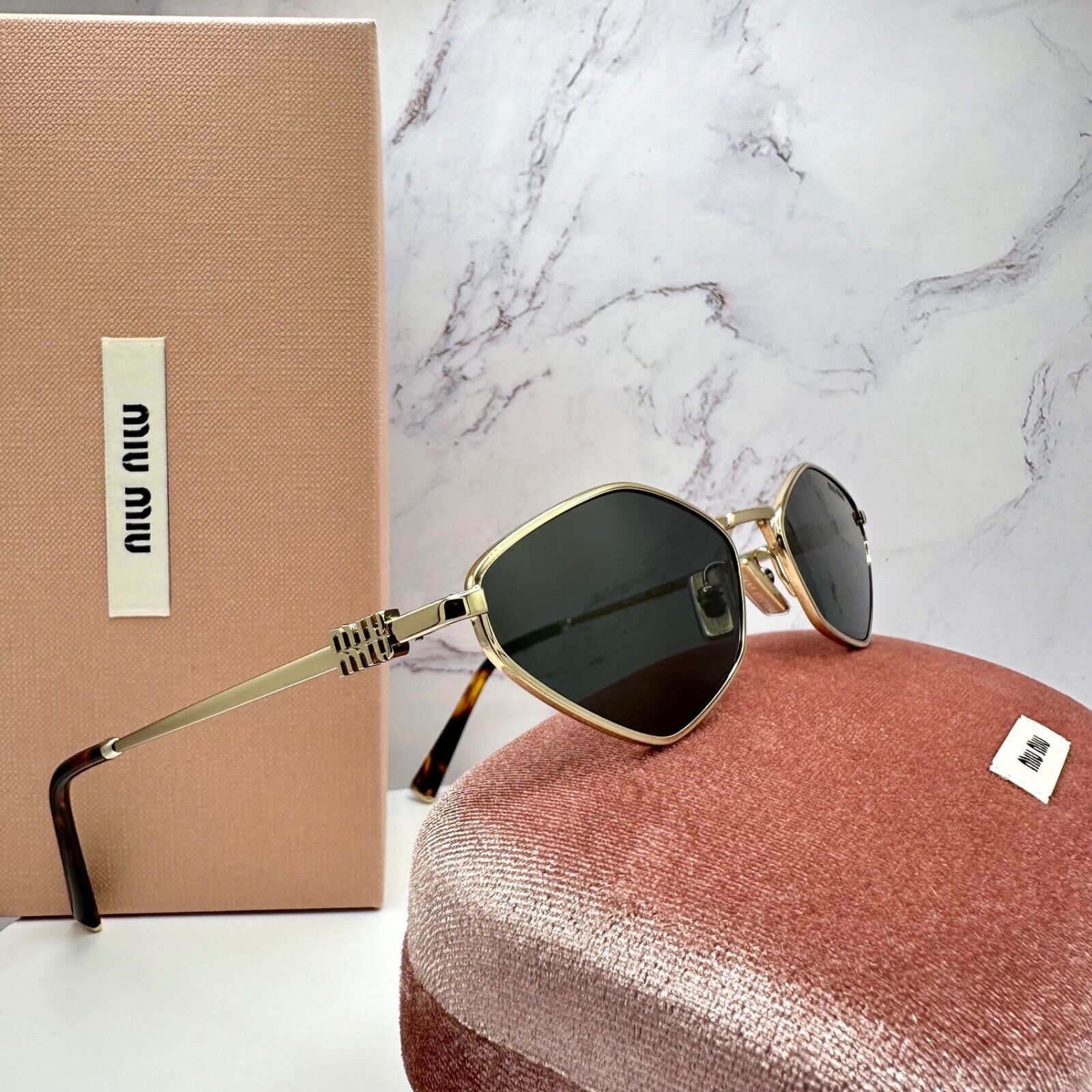 Miu Miu New MIU MIU Runway Hexagon Gold Metal Sunglasses Logo Size ONE SIZE - 17 Thumbnail