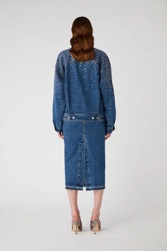 Alessandra Rich o1s22i1n0225 Denim Bomber Jacket in Blue Size S / US 4 / IT 40 - 4 Thumbnail