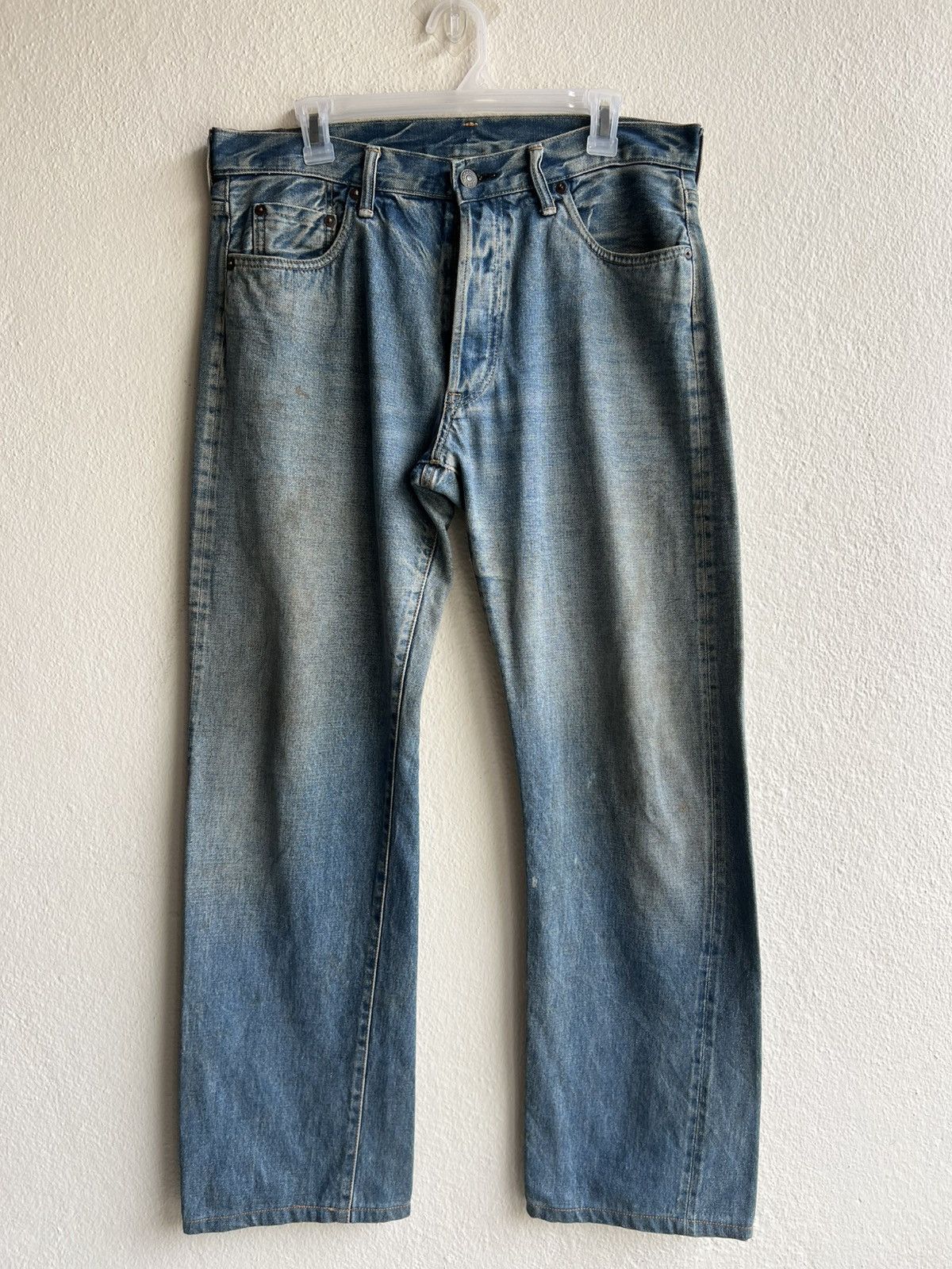 Johnbull Vintage 90s Sewing Chop Johnbull Stain Denim Selvedge Jeans Size US 34 / EU 50 - 2 Thumbnail