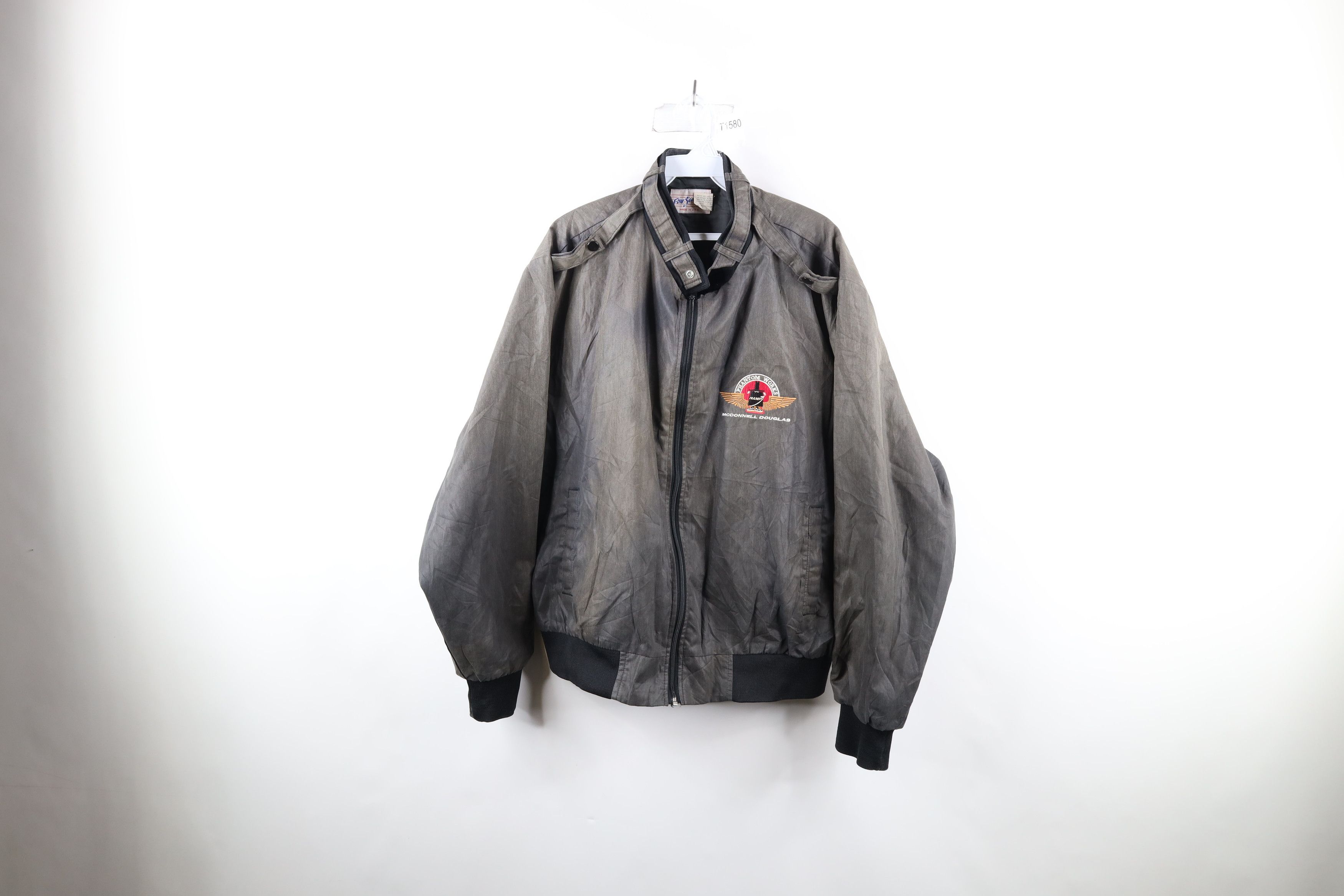 image of Vintage 80's Works Mcdonnell Douglas Bomber Jacket Usa in Black, Men's (Size XL)