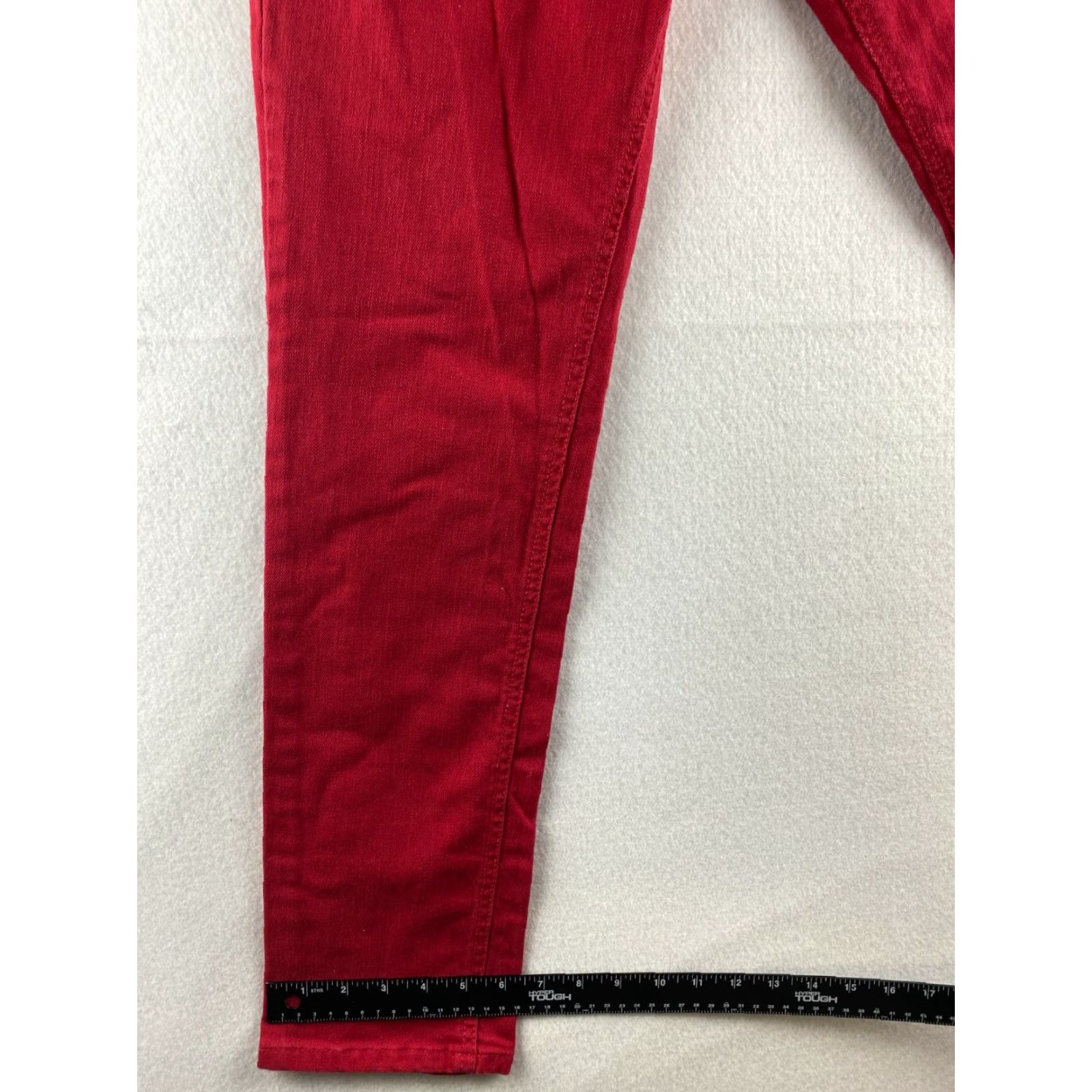 Vintage Bongo Jeans Womens 13 Red Ankle Mid-Rise Stretch Denim Pants Dark Wash Casual Size 34" / US 12 / IT 48 - 6 Thumbnail