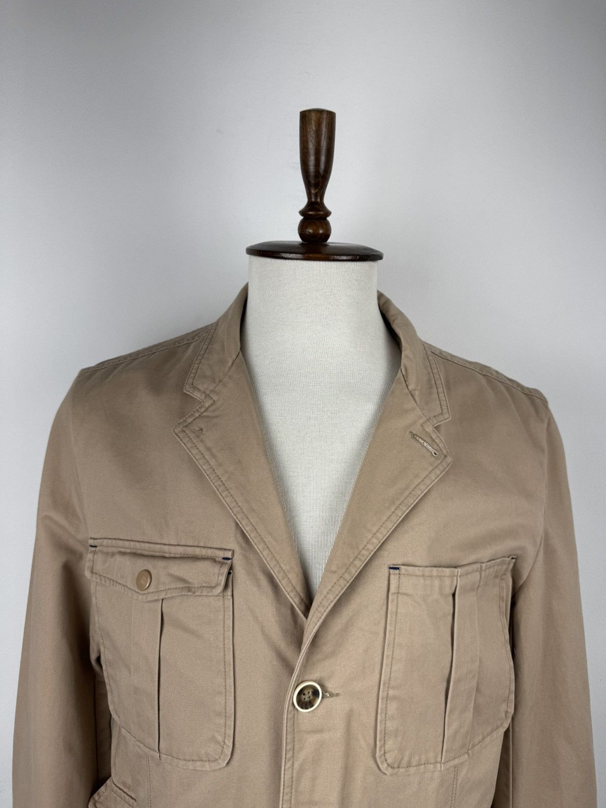 Sawyer of Napa Sawyers + Hendricks London Men's Beige Button Casual Jacket Size US XL / EU 56 / 4 - 2 Thumbnail