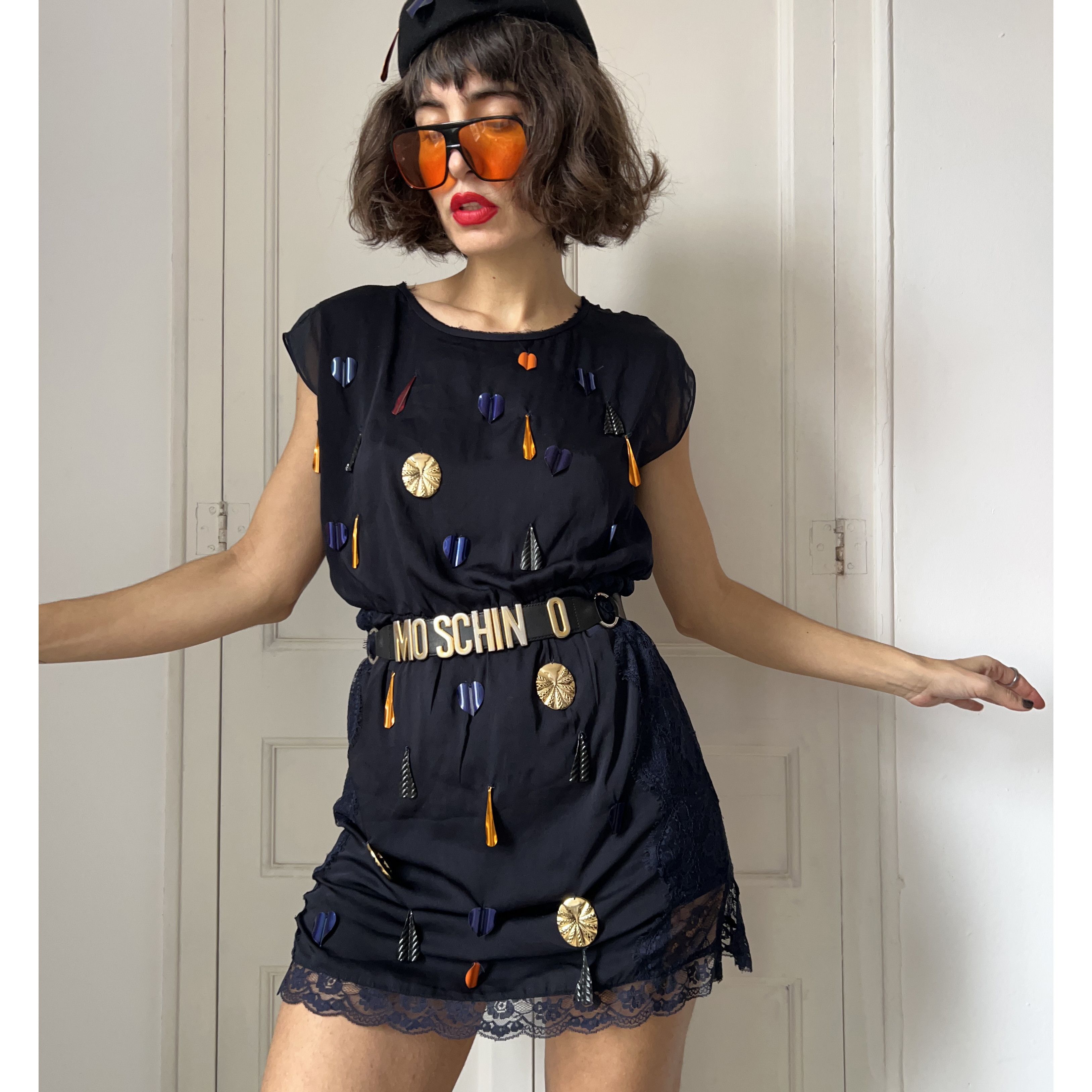 Custommade Reworked Y2K Navy Bling Mini Dress Size M / US 6-8 / IT 42-44 - 5 Thumbnail