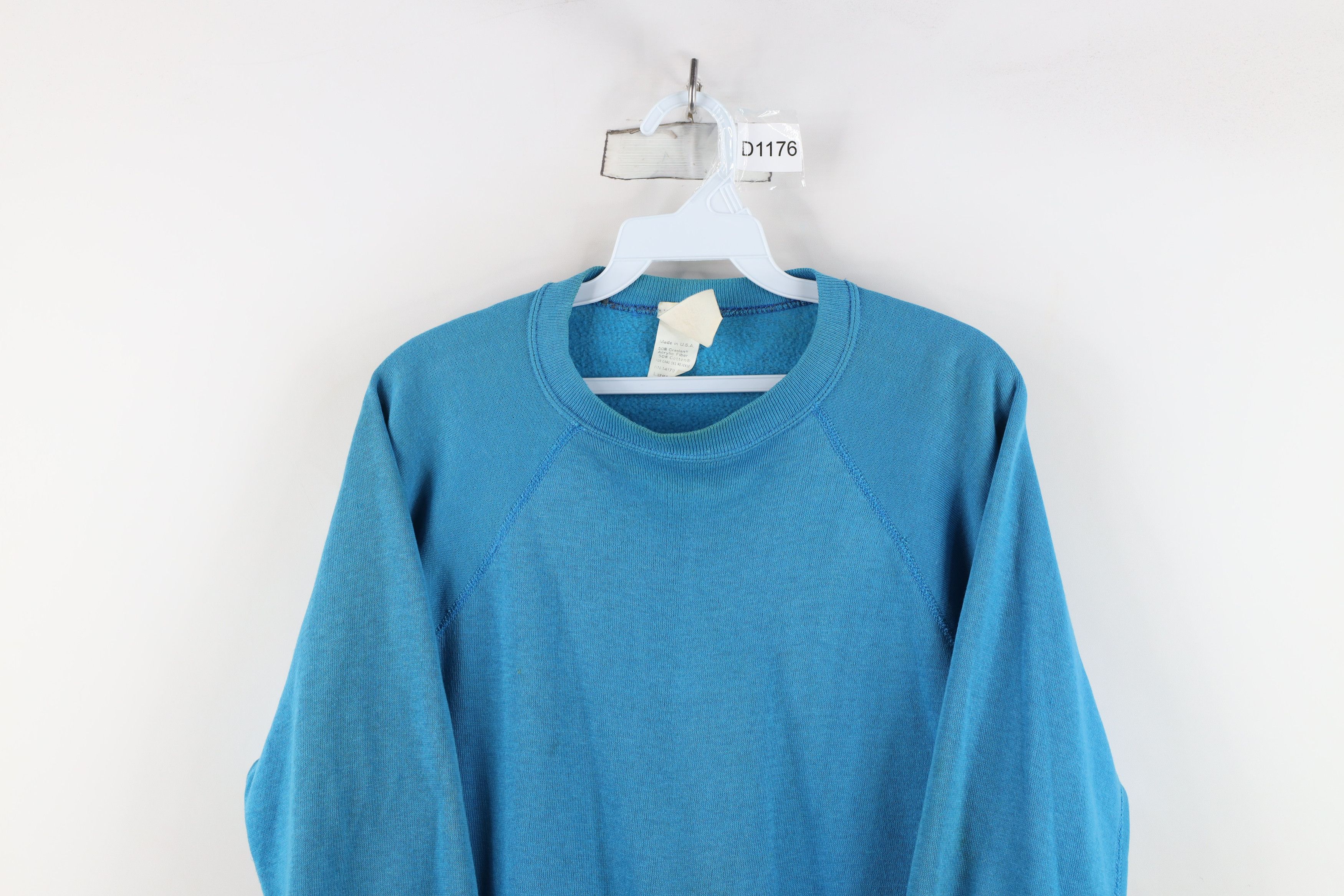 Vintage Vintage 70s Streetwear Blank Crewneck Sweatshirt Blue USA Size US L / EU 52-54 / 3 - 2 Thumbnail
