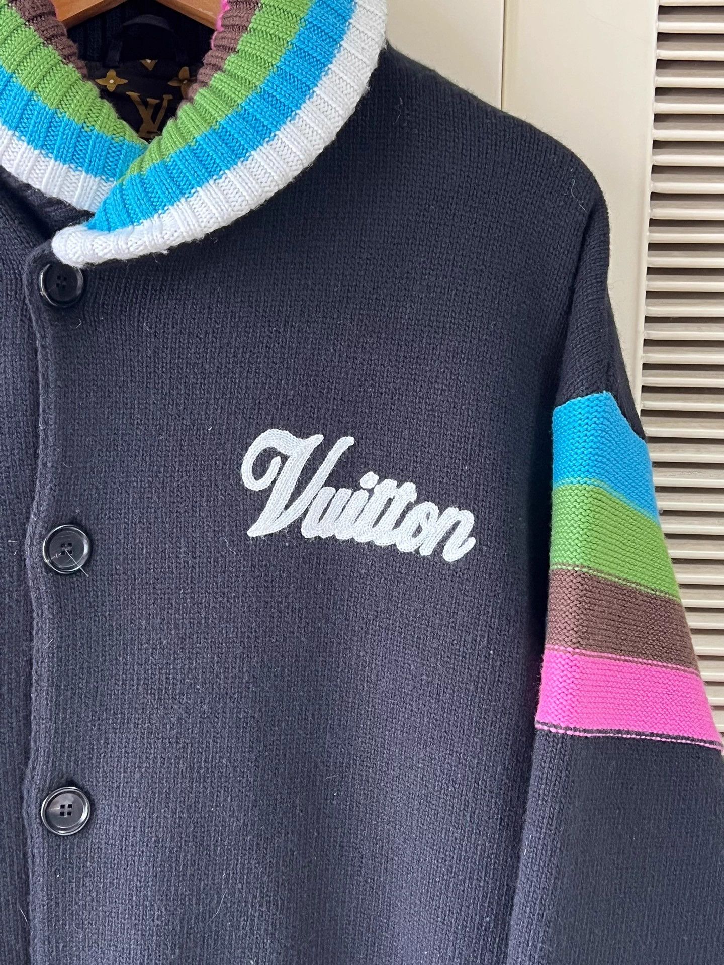 Louis Vuitton LV x Tyler knit jkt blk rainbow trim cuffs neck embroidered Size US S / EU 44-46 / 1 - 4 Thumbnail