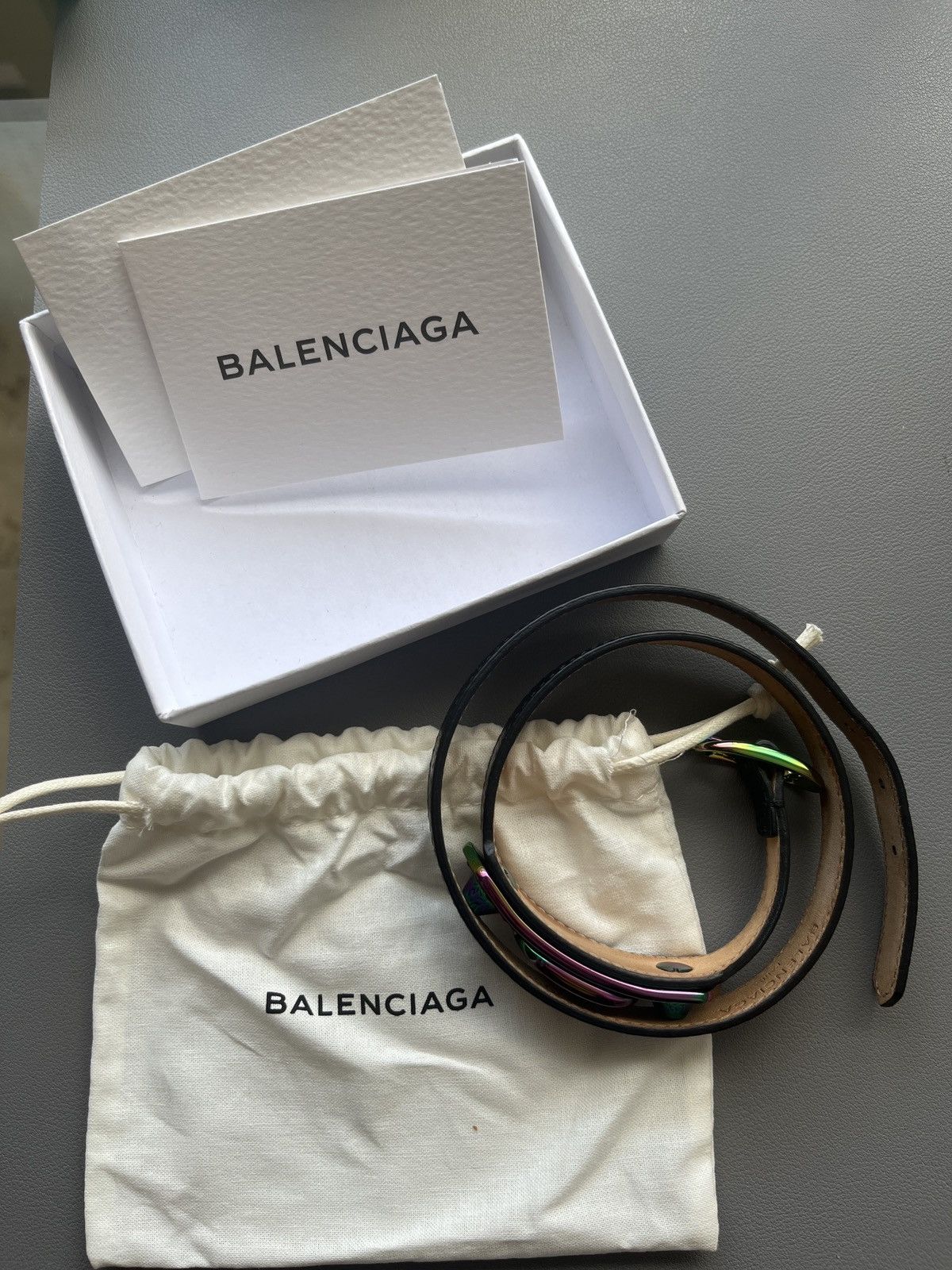 Balenciaga Balenciaga Black Leather Triple Tour Bracelet Size ONE SIZE - 3 Thumbnail