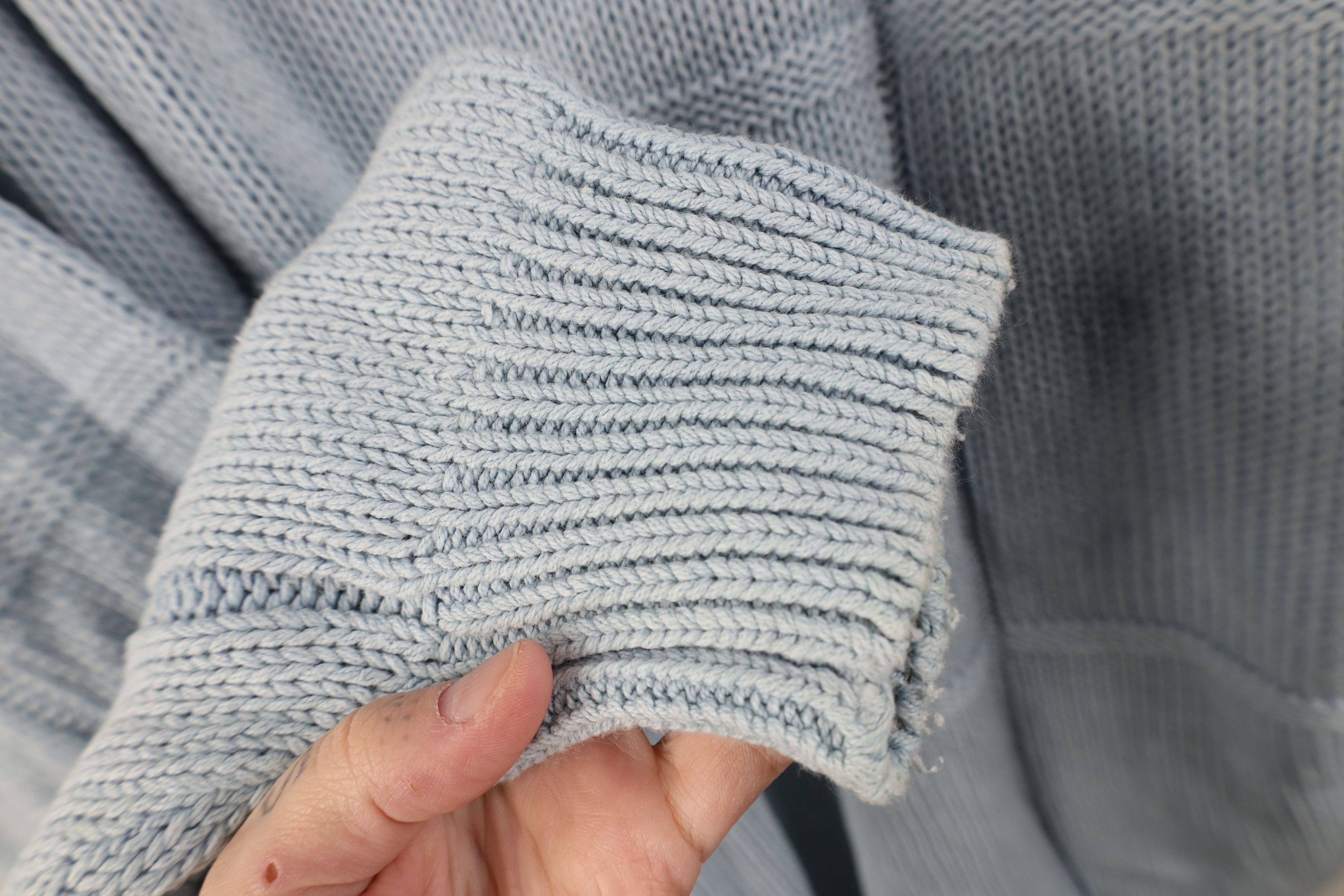 Vintage Vintage 90s Streetwear Ribbed Knit Sweater Carolina Blue Size US XL / EU 56 / 4 - 6 Thumbnail
