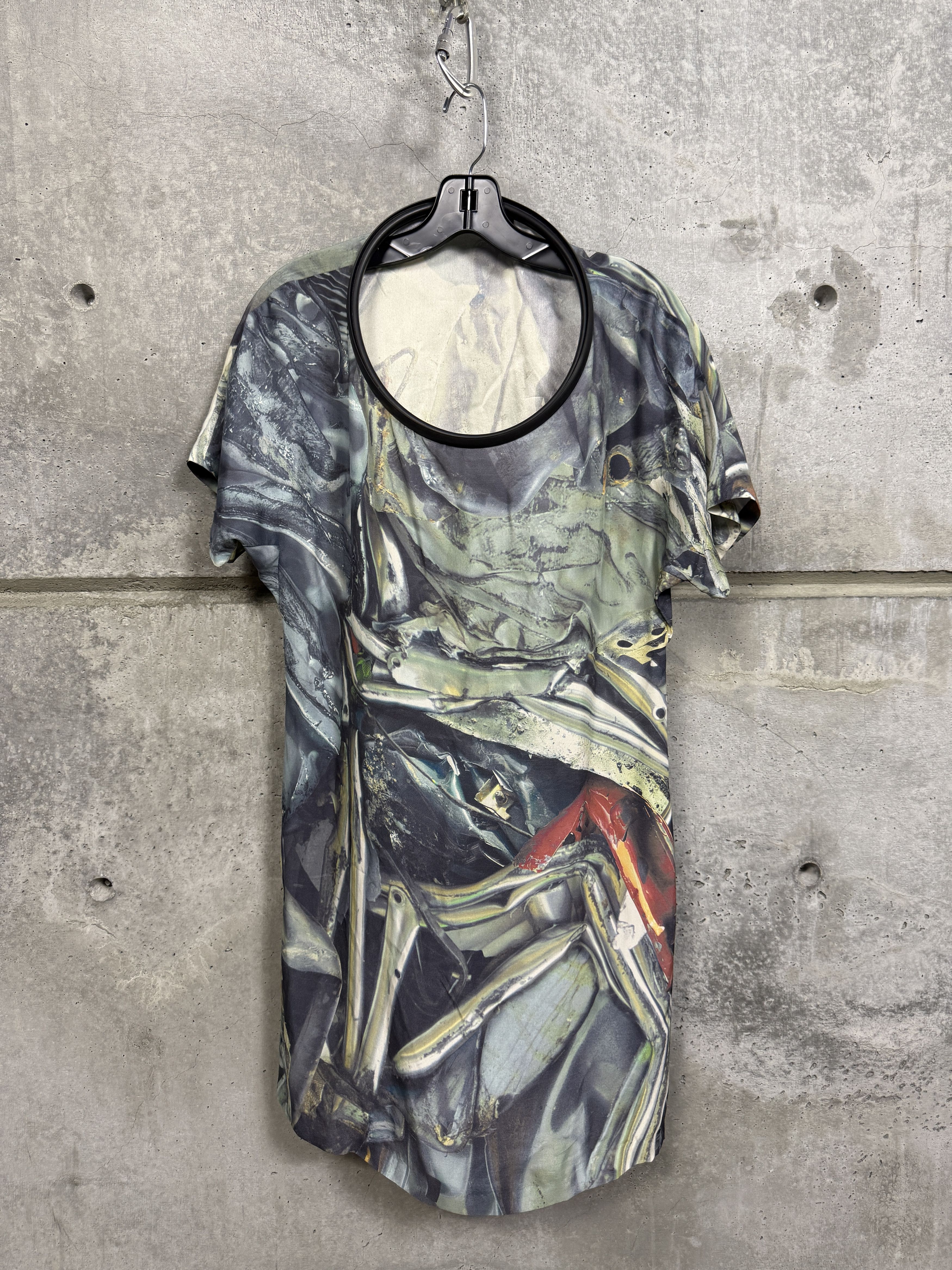 Hussein Chalayan 2009 Hussein Chalayan Printed Silk Tunic Rubber Ring Dress Size S / US 4 / IT 40 - 1 Thumbnail