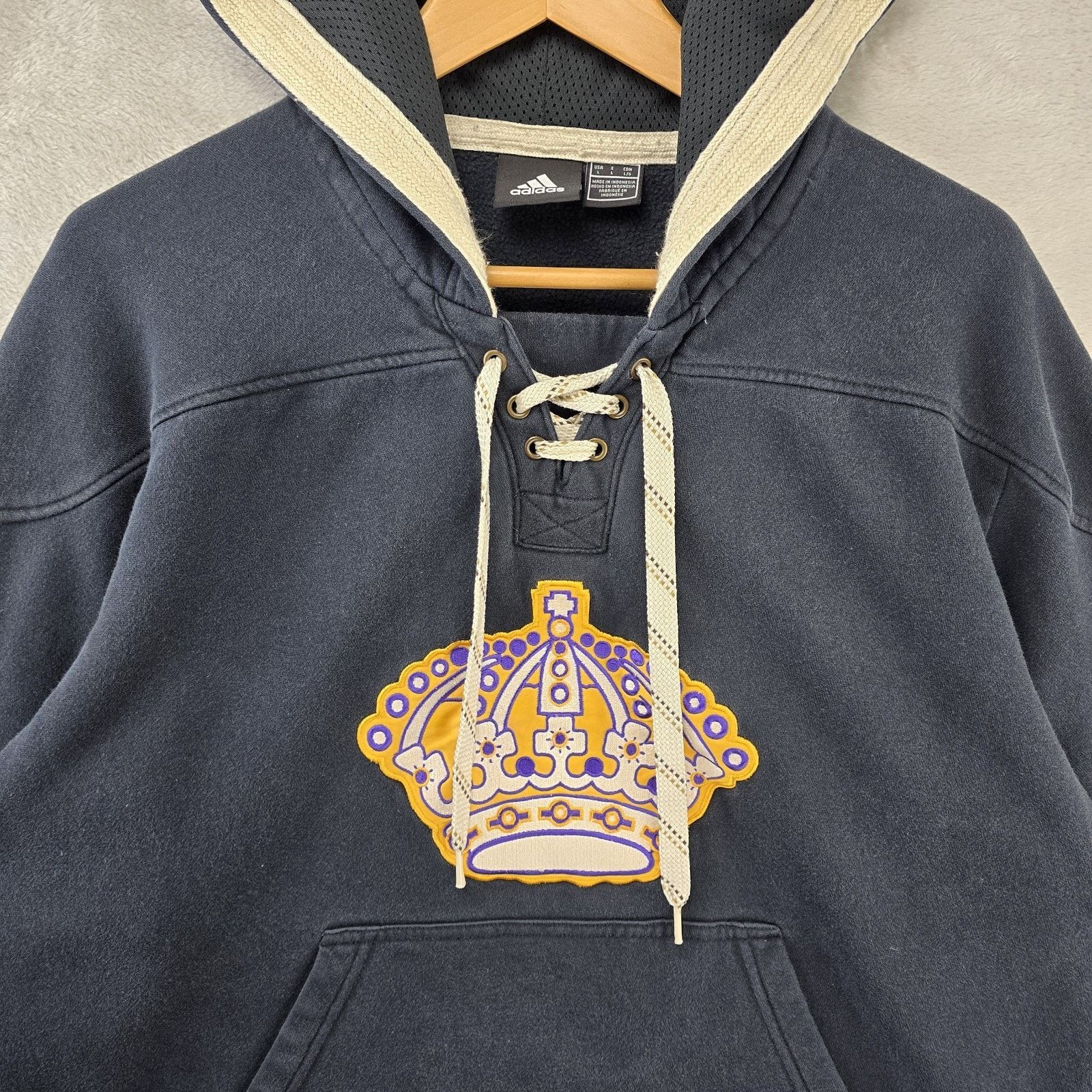Adidas Adidas Los Angeles Kings Lace Up Hoodie Mens Large Black Size US L / EU 52-54 / 3 - 3 Thumbnail