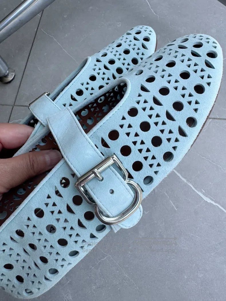 Alaia Alaia Blue Openwork Ballet Shoes, Imported Sheepskin Mater Size US 6.5 / IT 36.5 - 6 Thumbnail