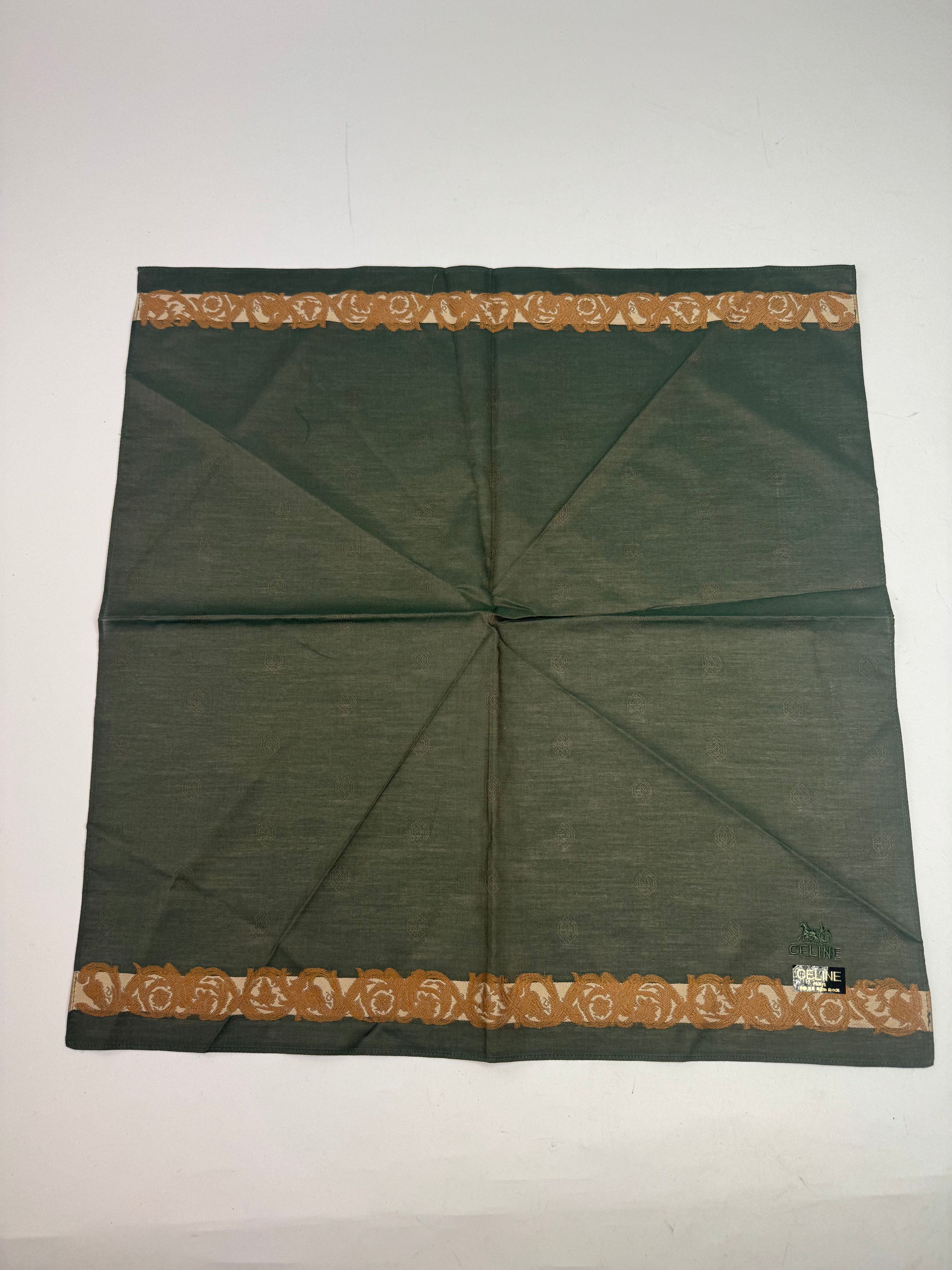 Celine Vintage Scarf Green Brown Size ONE SIZE - 1 Thumbnail