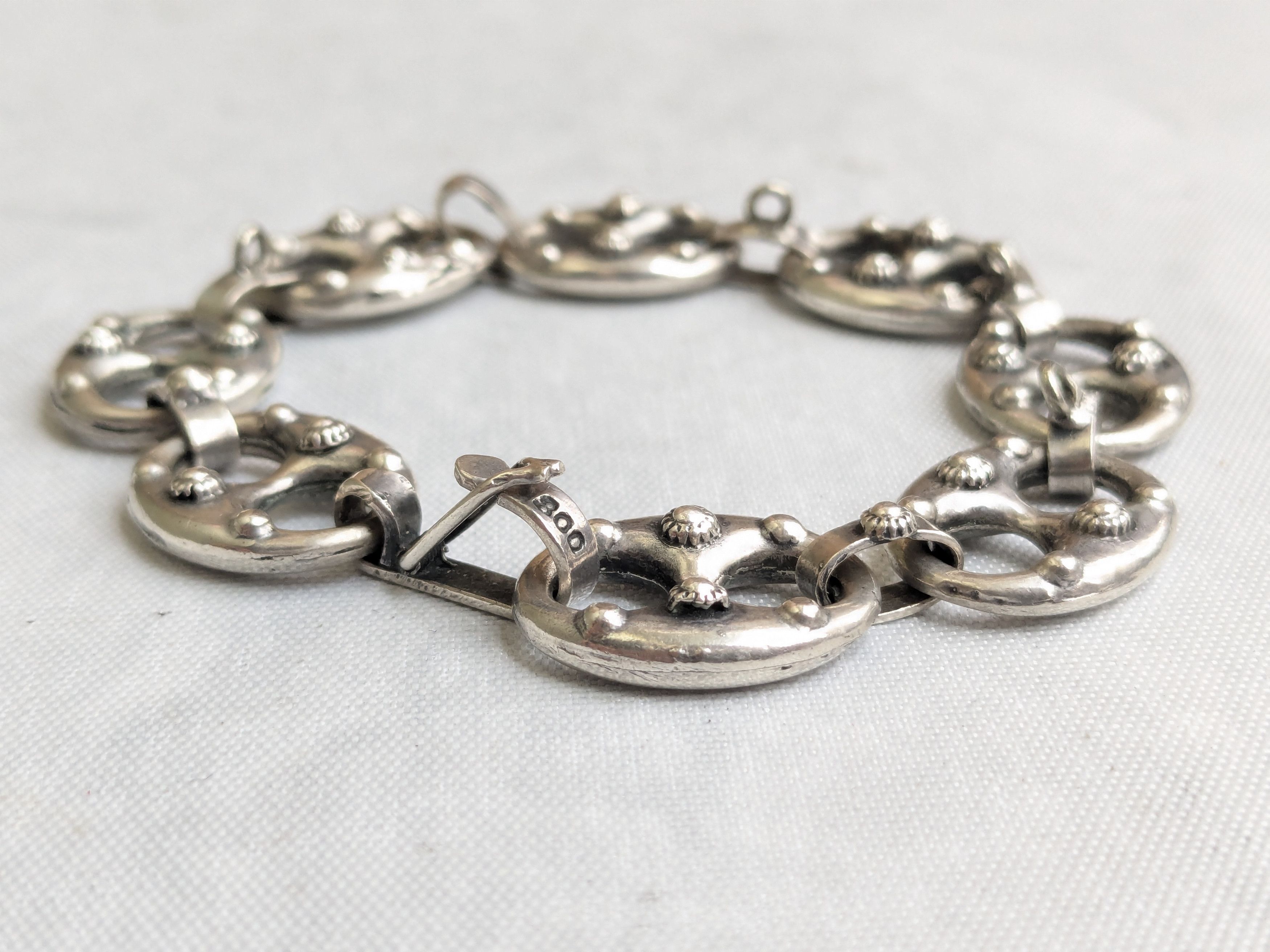 Jewelry .800 Silver Bracelet Anchor Mariner Puffy Hollow 7.25" Size ONE SIZE - 10 Thumbnail