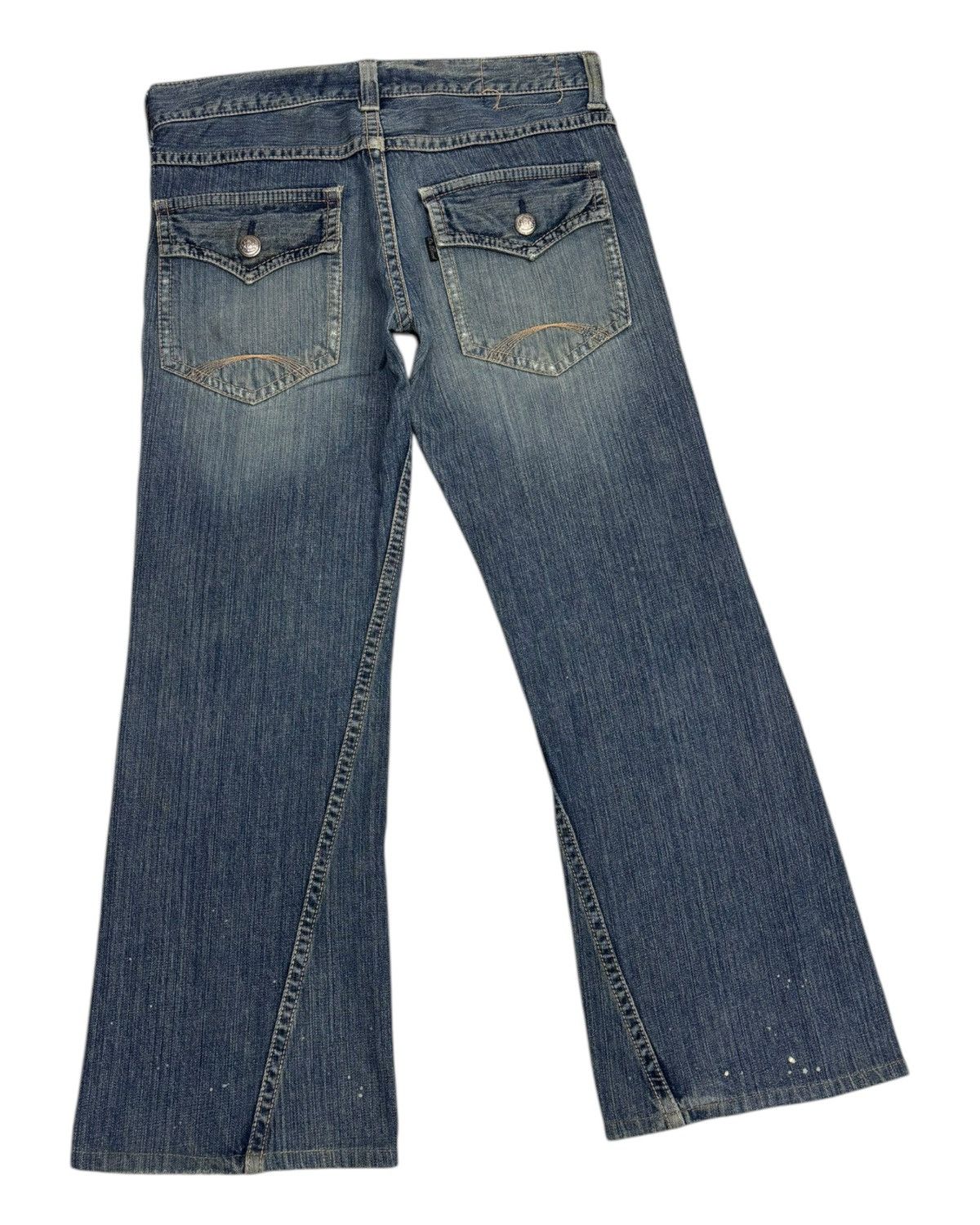 Hysteric Glamour × Japanese Brand Vintage ON BOARD Flared Baggy Distressed Denim Jeans Size US 35 - 4 Thumbnail