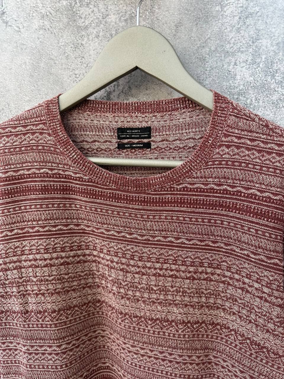 Allsaints AllSaints Maroon Cotton/Linen Halsey Crew Indigo Sweater Size US M / EU 48-50 / 2 - 5 Thumbnail
