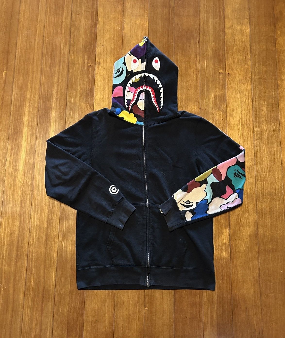 Bape Bape Black Multi Camo Half Shark Full Zip Hoodie Size US XL / EU 56 / 4 - 1 Thumbnail