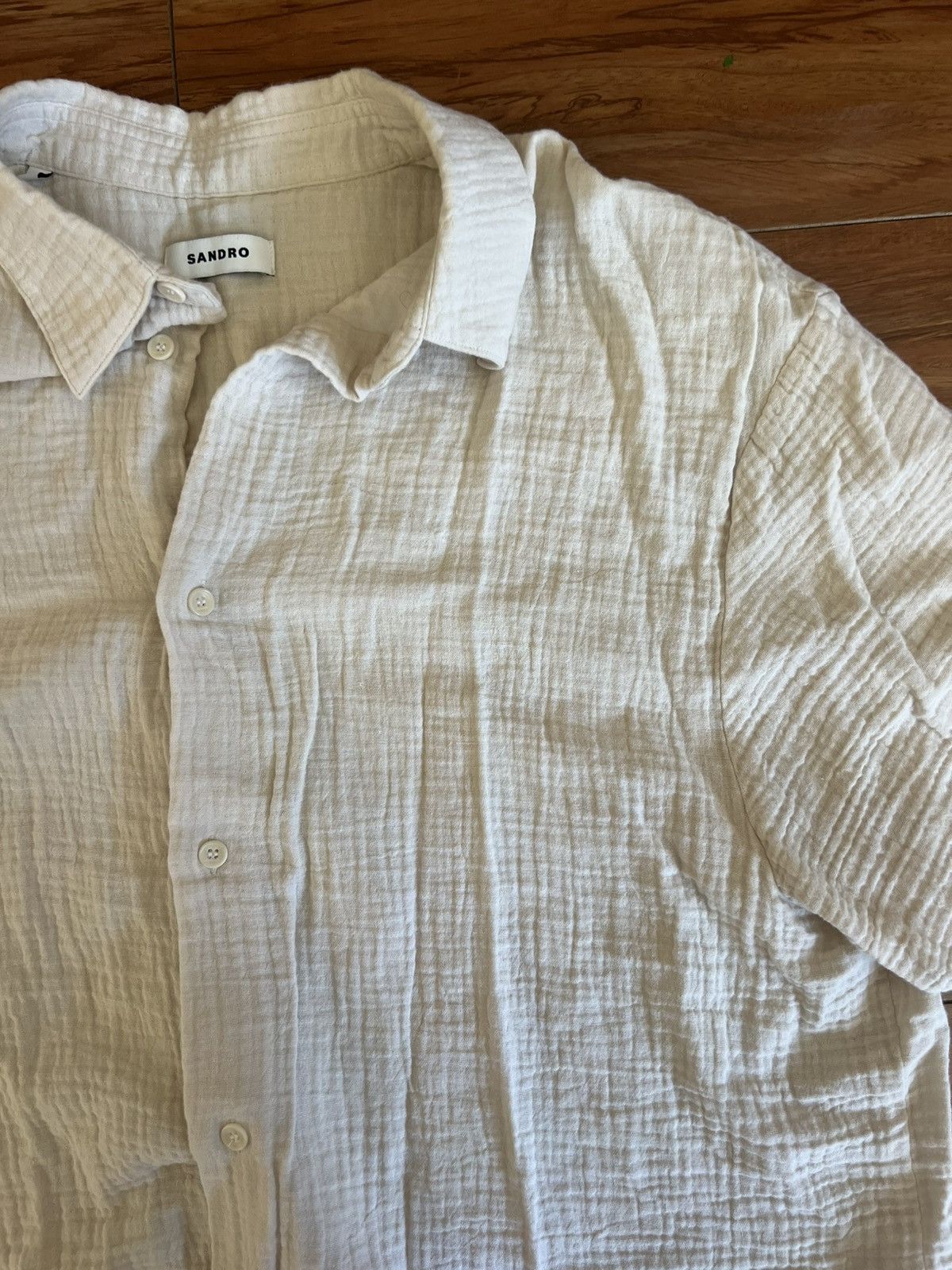Sandro Linen Short Sleeve Buttondown SS21 Size US L / EU 52-54 / 3 - 5 Thumbnail