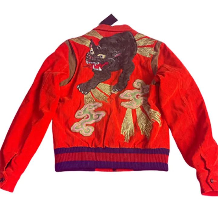 Gucci Gucci Red Embroidered Jacket Size US L / EU 52-54 / 3 - 1 Thumbnail