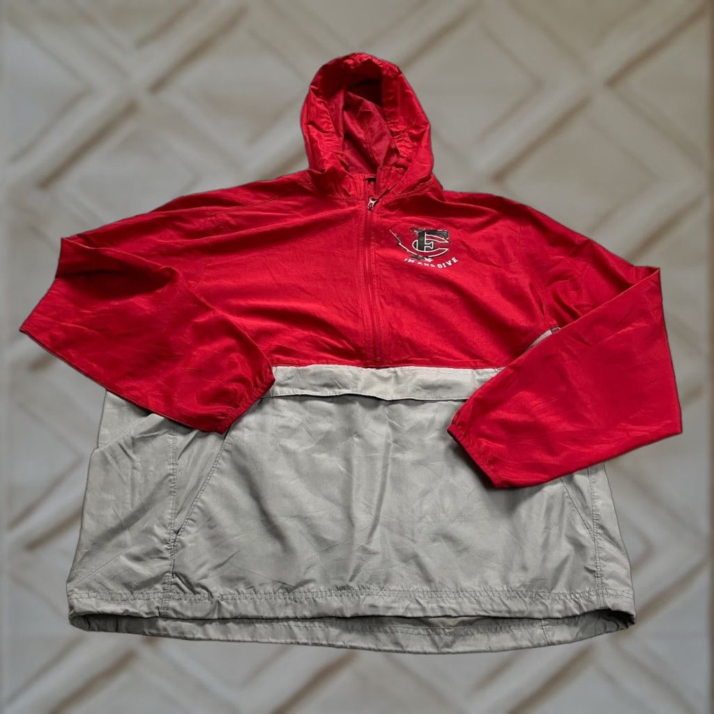 Holloway Holloway Hoodie Windbreaker Jacket Unisex Adults XL Red Gray 1/2 Zip Anorak Sports Comfort Breathable Pockets Logo Size US XL / EU 56 / 4 - 1 Thumbnail