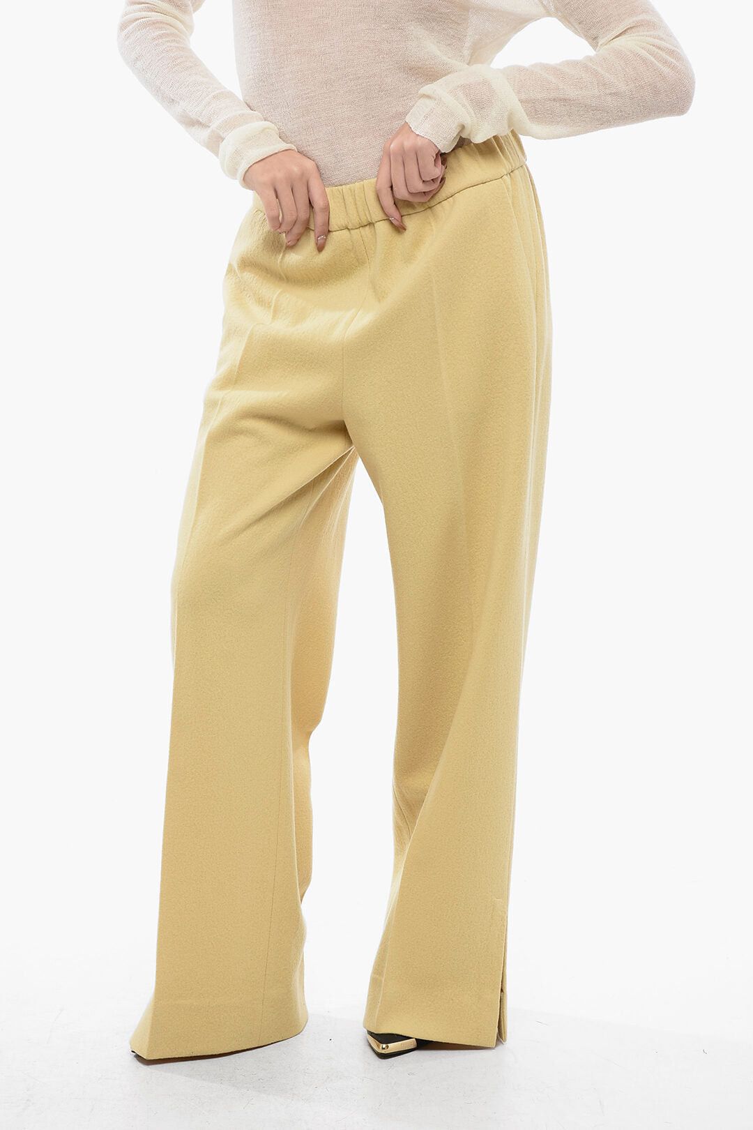 Jil Sander Cropped Wide-Leg Trousers with Slits at Hem Size 32" / US 10 / IT 46 - 1 Thumbnail