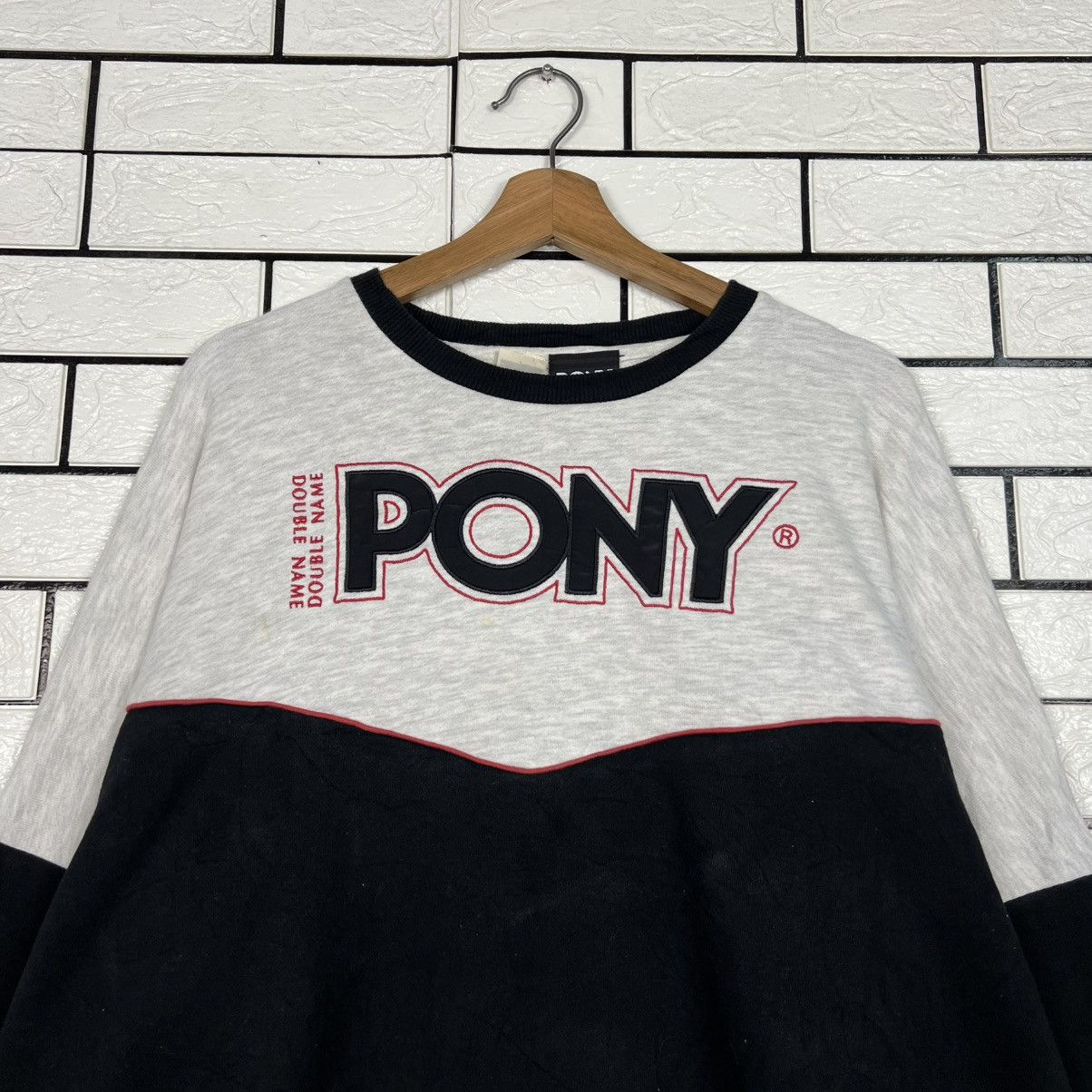 PONY PONY X DOUBLE NAME Big Logo Cropped Sweatshirt #4206-C192 Size ONE SIZE - 2 Thumbnail