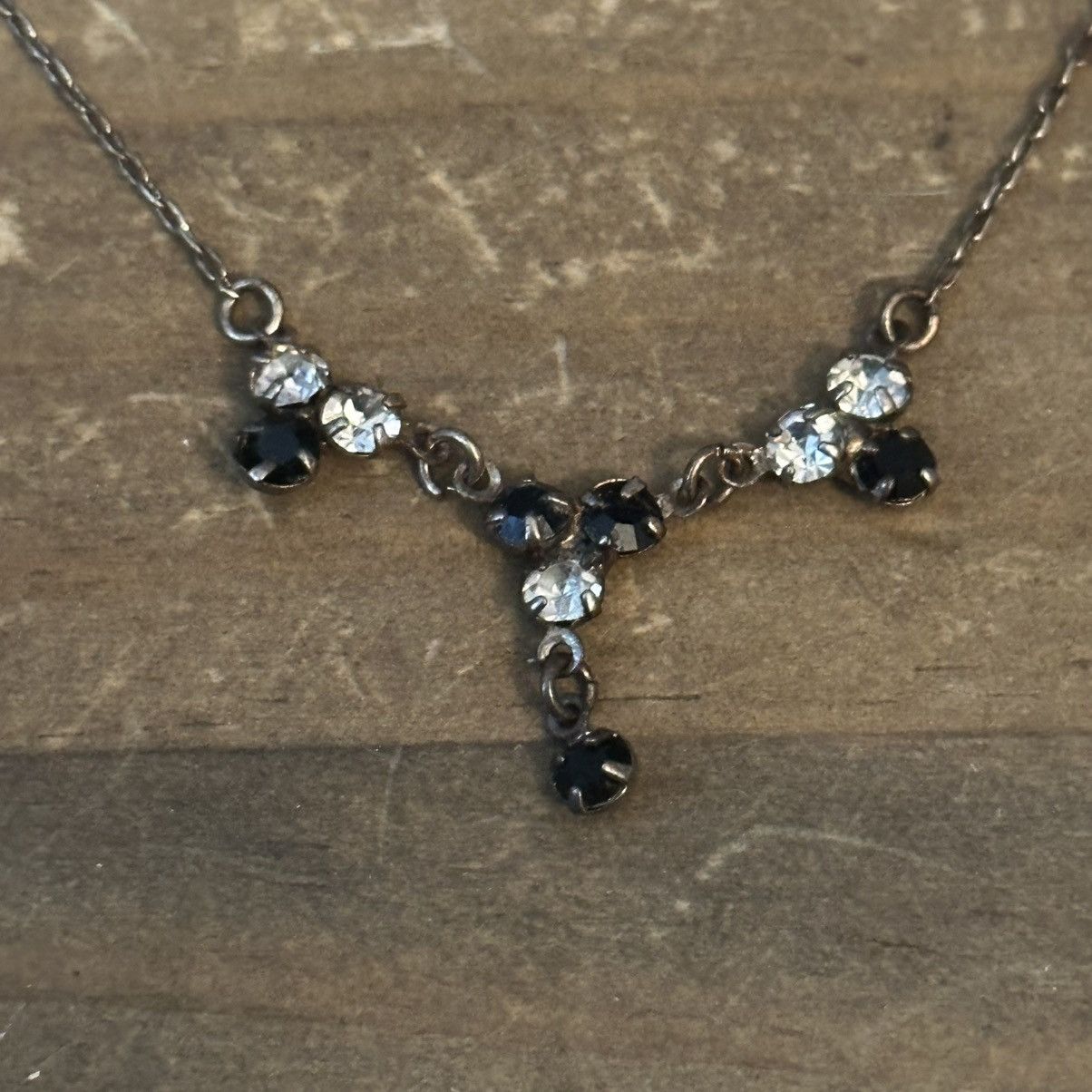 Other Dainty bronze tone black and clear rhinestone drop necklace Size ONE SIZE - 3 Thumbnail