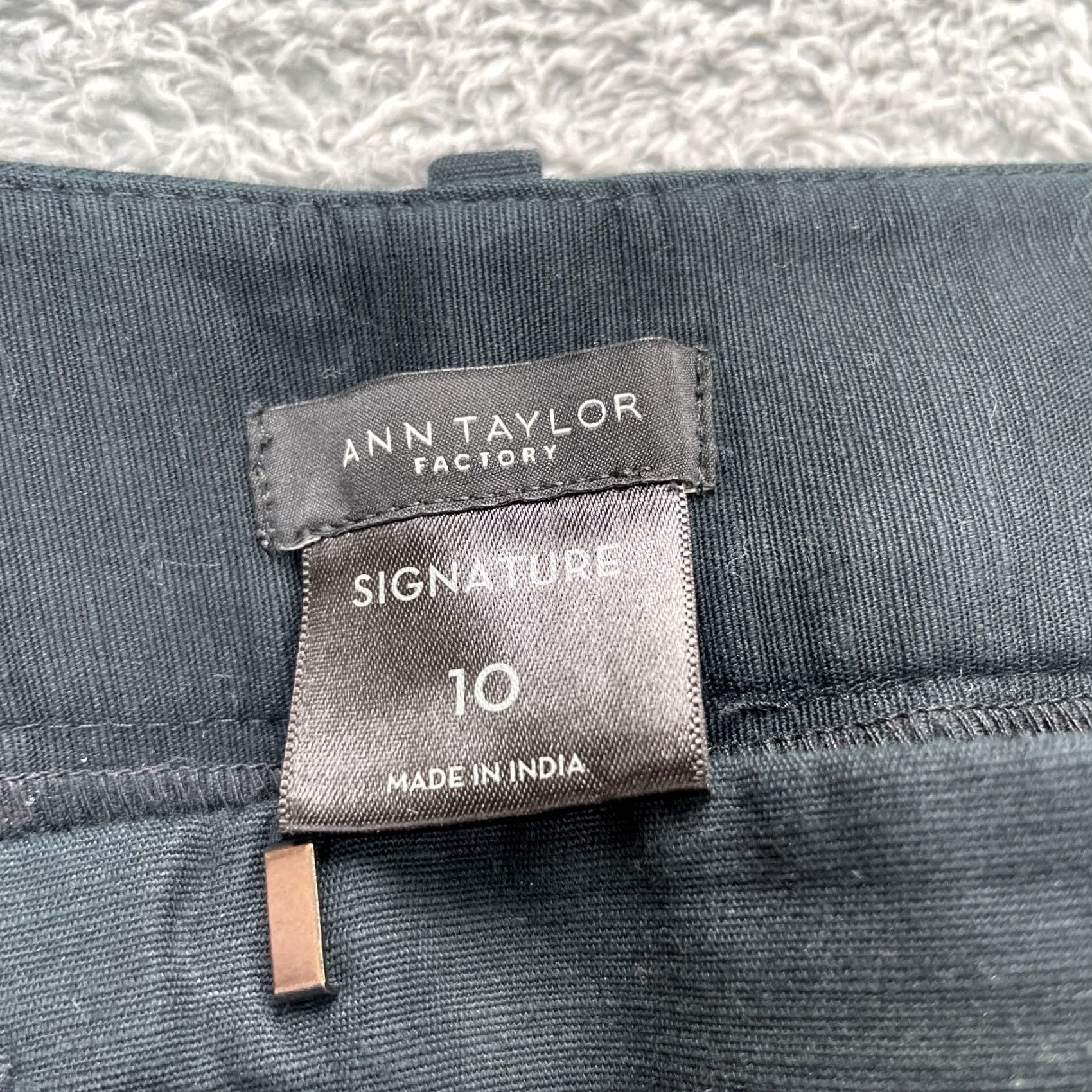 Ann Taylor Ann Taylor Pants Womens 10 Blue Signature Dress Pants Straight Leg Cotton Spandex Flat Front 28in Inseam Men? Size 32" / US 10 / IT 46 - 3 Thumbnail