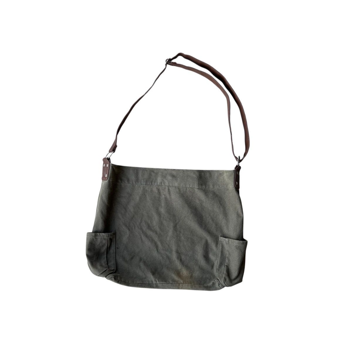 Vintage Olive Green Canvas Xtra Large Crossbody Bag