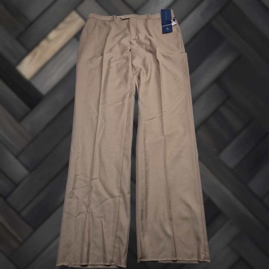 Valentino Leonardo Valenti Dress Pants Mens 40x36 Beige Wool Flat Front NWT Unhemmed Slim Straight Pockets Blocky Vintage: No Size US 40 / EU 56 - 1 Thumbnail