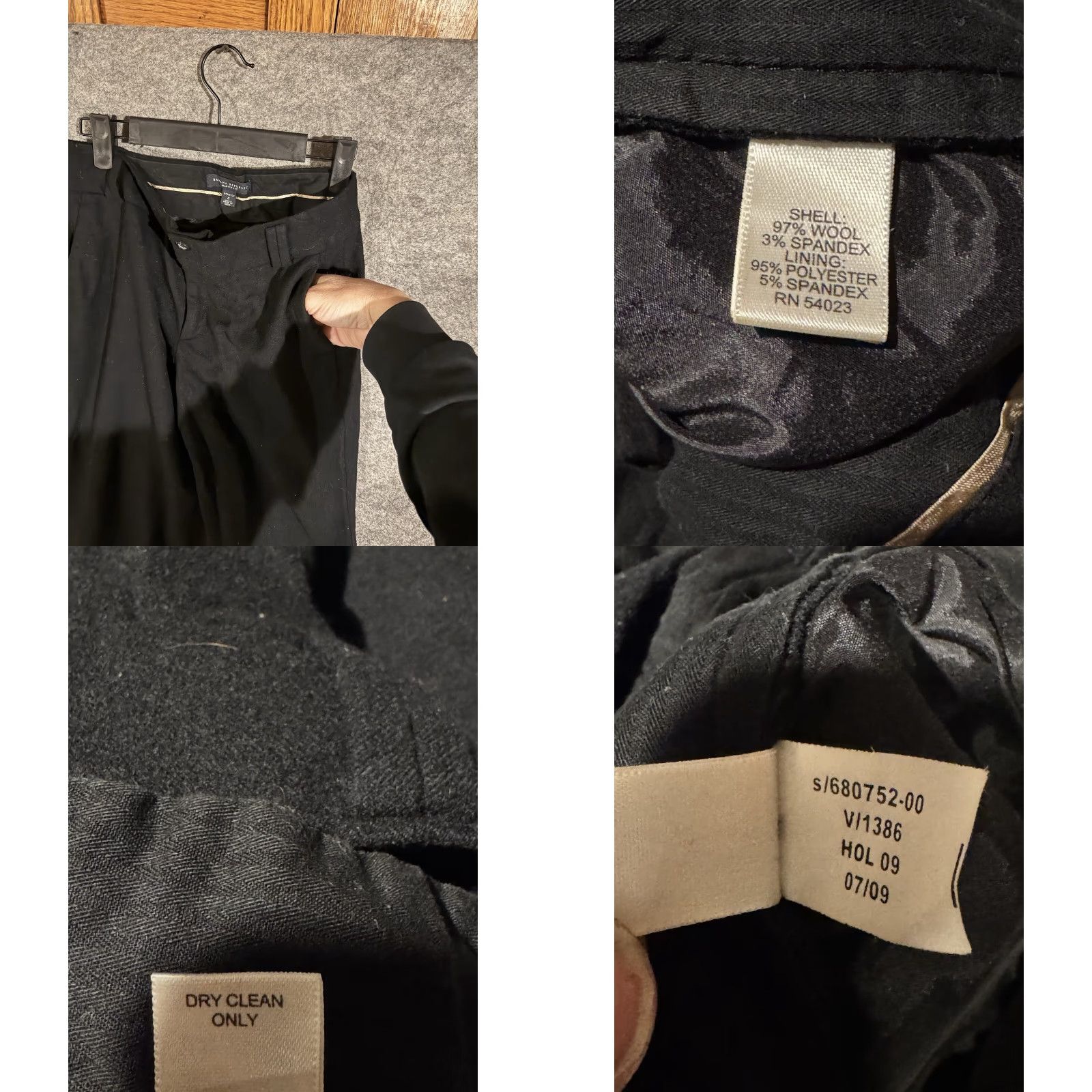 Banana Republic VINTAGE Banana Republic Martin-Fit Pants Womens Size 4 Stretch Office Chic 2009 Elegant Black Wool Spandex Size 27" / US 4 / IT 40 - 8 Thumbnail