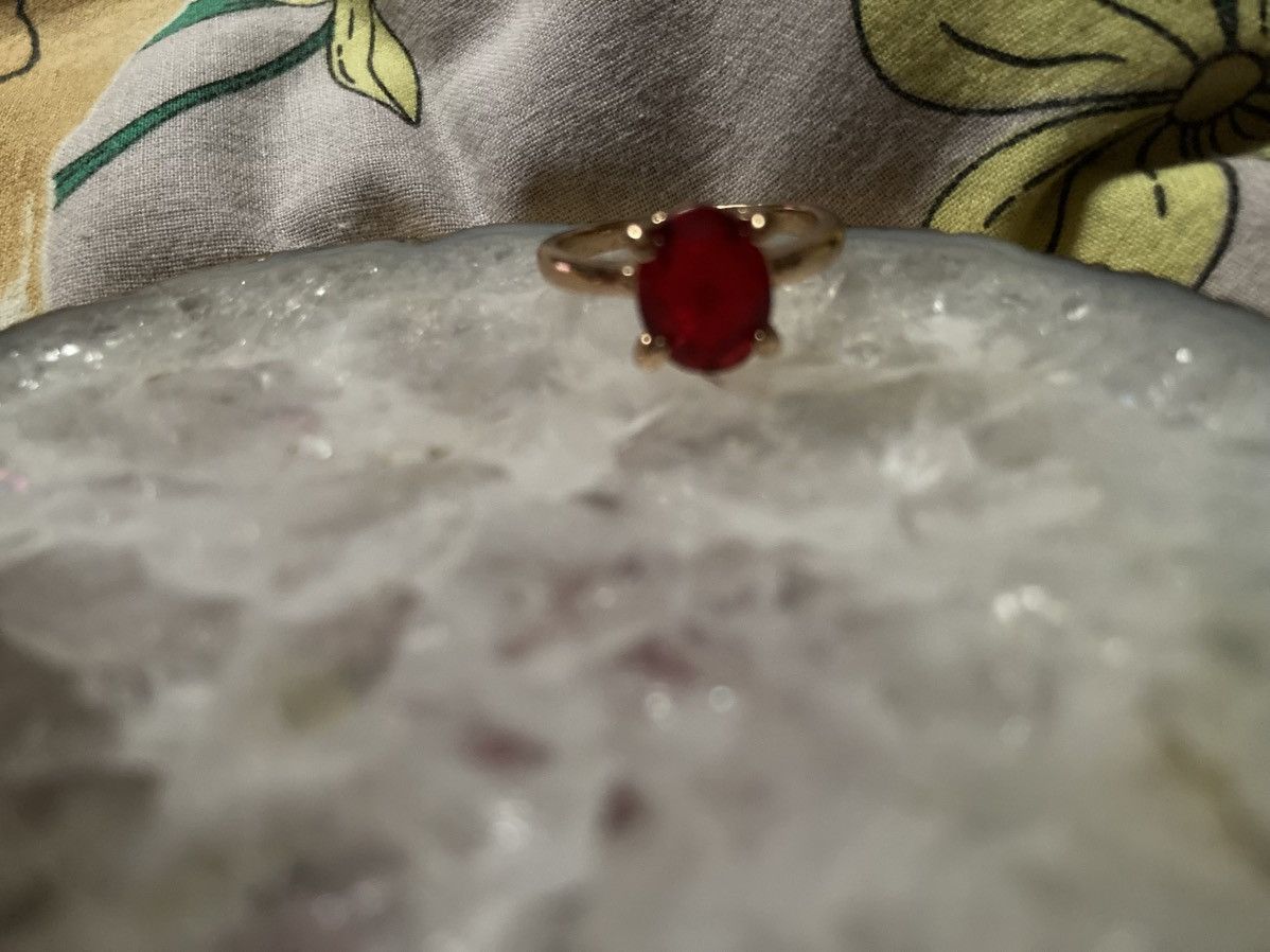 Other Red gemmed gold plated ring Size ONE SIZE - 1 Thumbnail