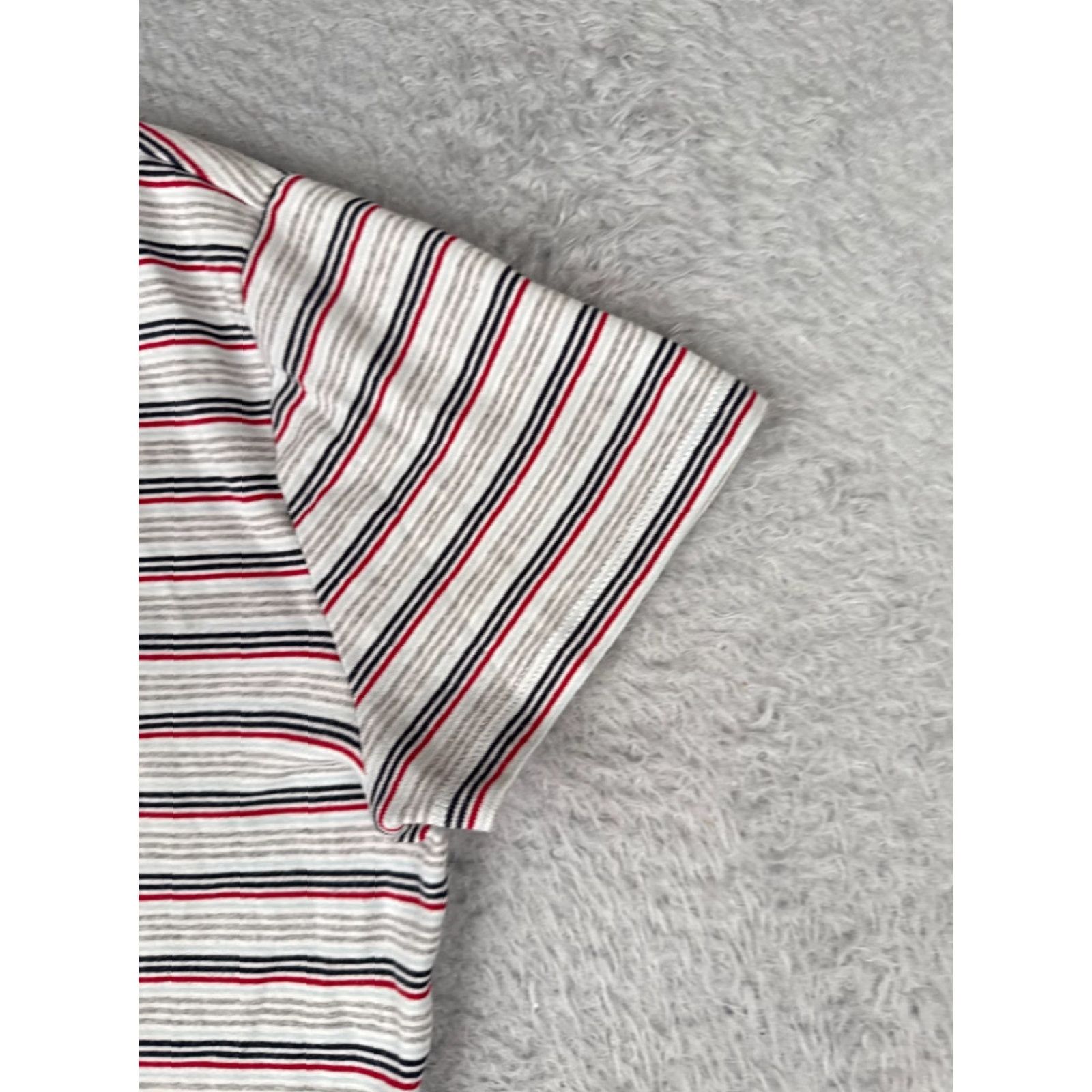 Tommy Hilfiger Tommy Hilfiger Shirt Women L Gray Red Stripe V-Neck Short Sleeve Cotton Size L / US 10 / IT 46 - 2 Thumbnail