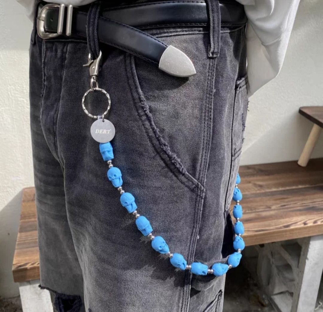 Jewelry Blue Cringe Skull Jeans Chain Size ONE SIZE - 1 Thumbnail