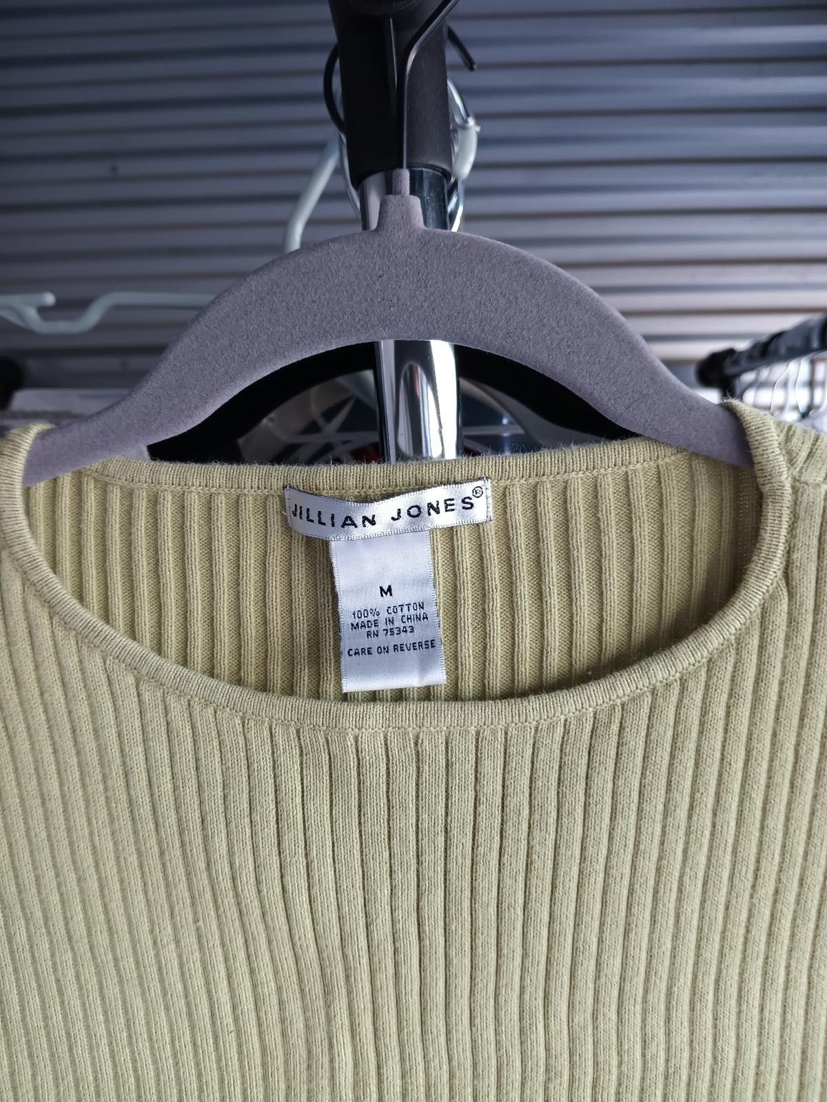 Designer Jillian Jones Ribbed Knit Top - Medium, Light Olive Green Size M / US 6-8 / IT 42-44 - 4 Thumbnail