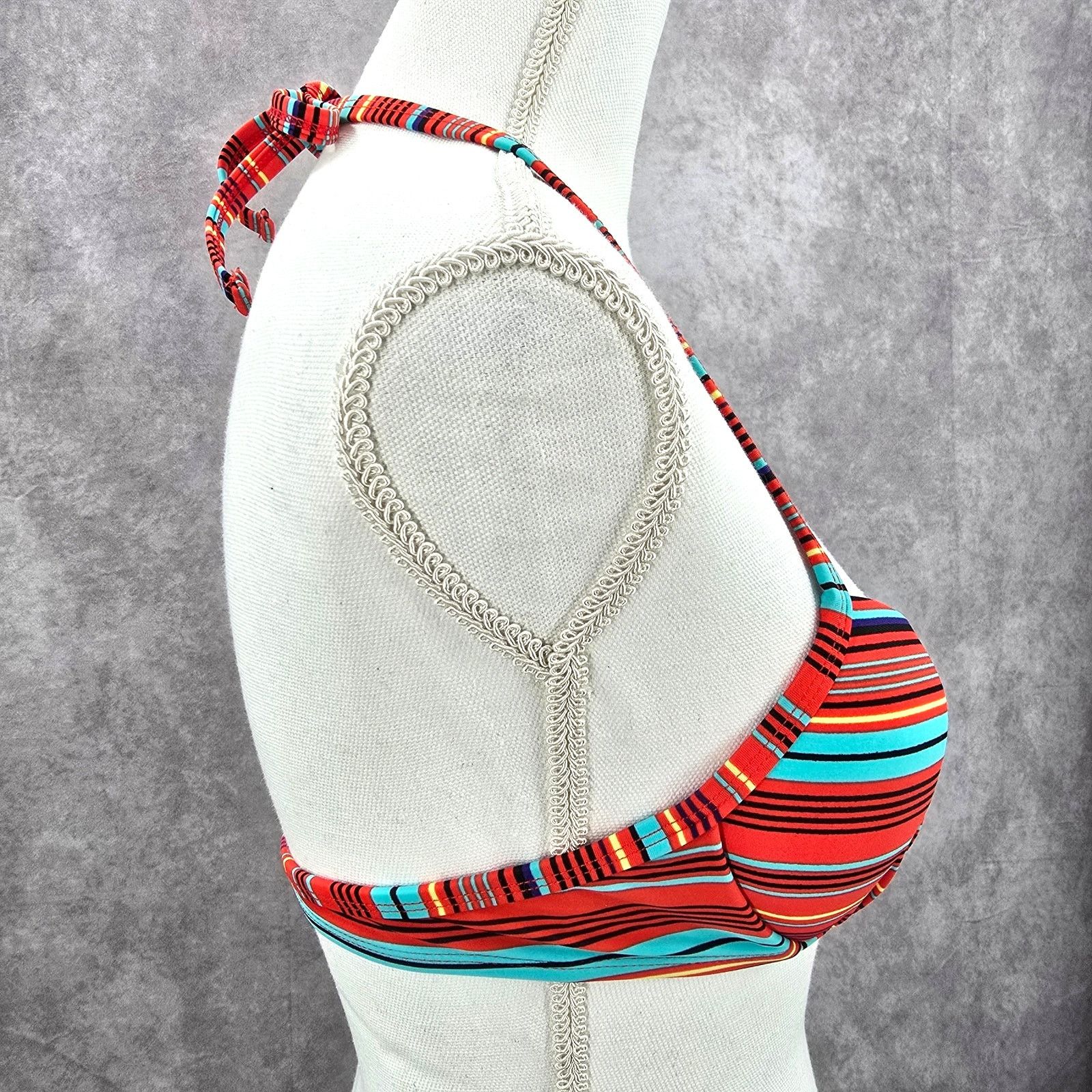 Other Xhilaration Red Blue Stripe Padded String Wired Bikini Top M Size ONE SIZE - 2 Thumbnail