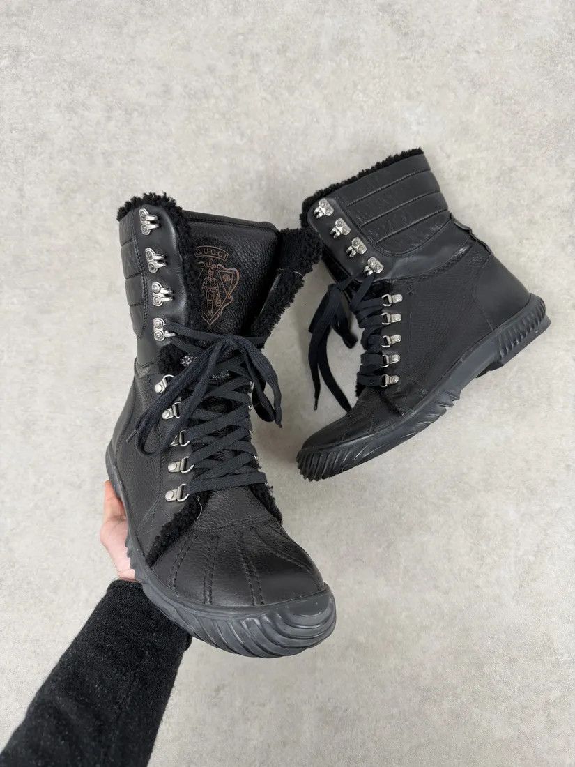 Gucci AW2007 Gucci Black Leather Fur-Lined Boots by Frida Giannini Size US 9.5 / EU 42-43 - 1 Thumbnail