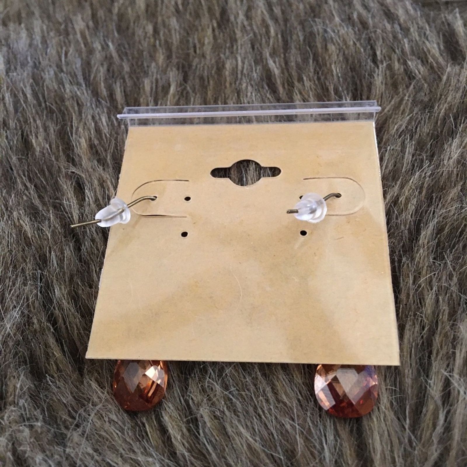 Vintage Vintage faceted amber glass stone earrings Size ONE SIZE - 5 Thumbnail