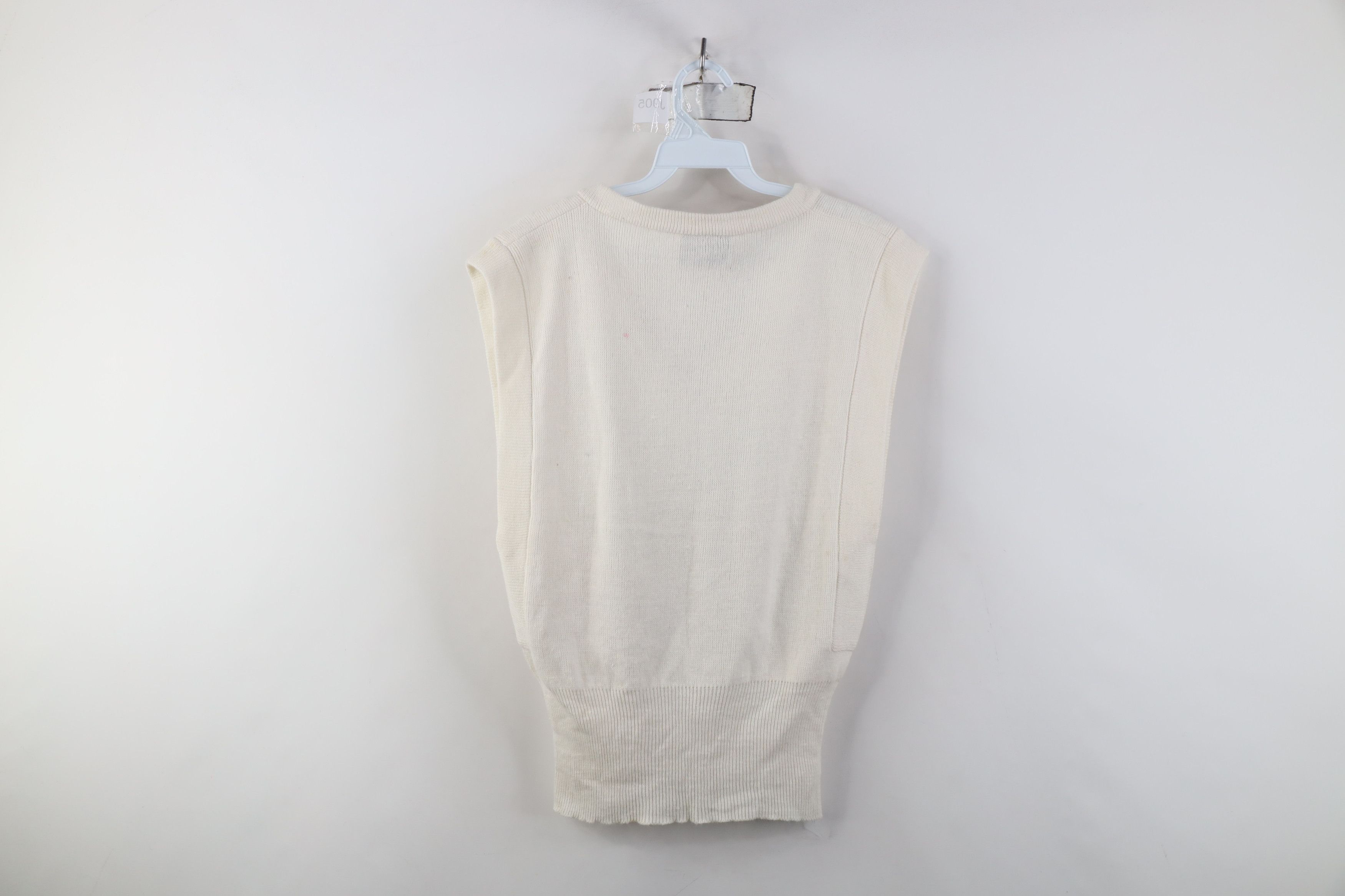 Vintage Vintage 70s Streetwear Flower Knit Sweater Vest White Size M / US 6-8 / IT 42-44 - 11 Thumbnail