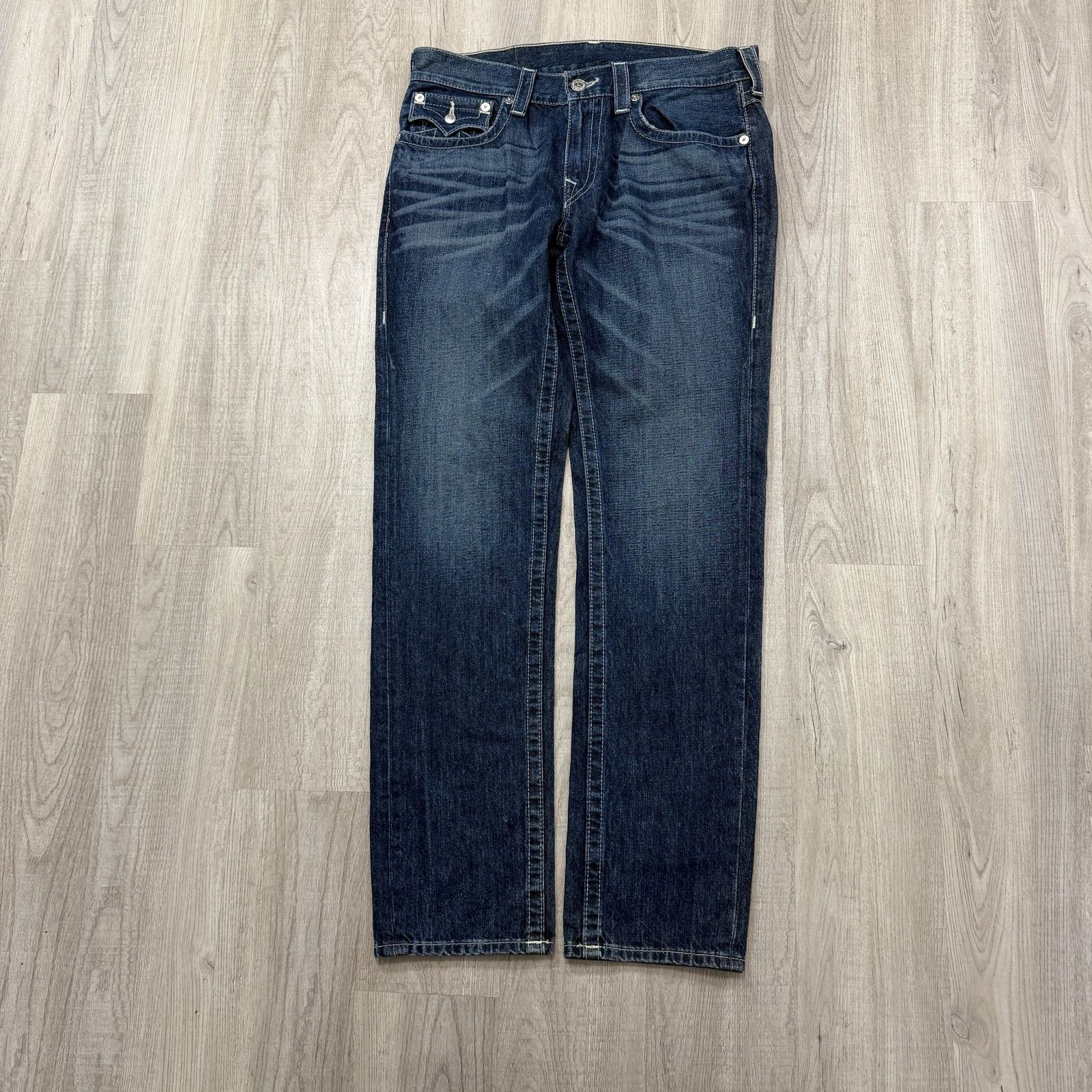 True Religion True Religion Jeans Mens 33x33 Blue Denim Skinny Flap Pocket Size US 33 - 2 Thumbnail